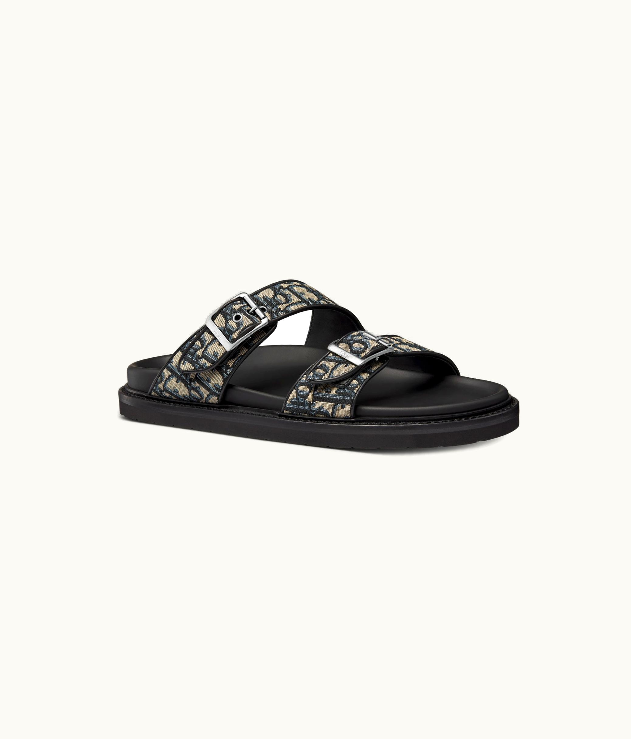 Dior Dior Aqua Sandal - Beige And Black Dior Oblique Jacquard