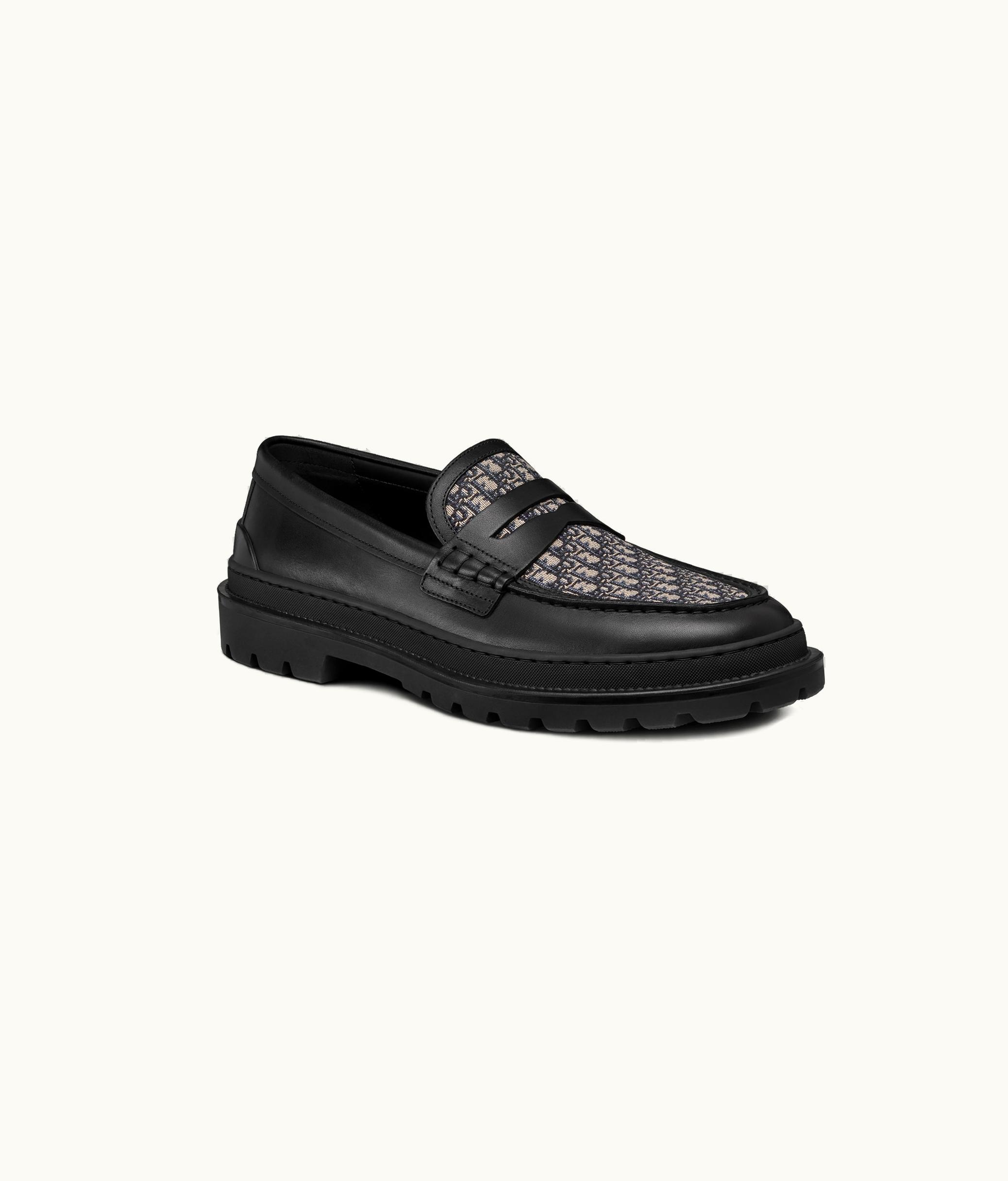 Dior Dior Explorer Loafer - Black Smooth Calfskin And Beige And Black Dior Oblique Jacquard