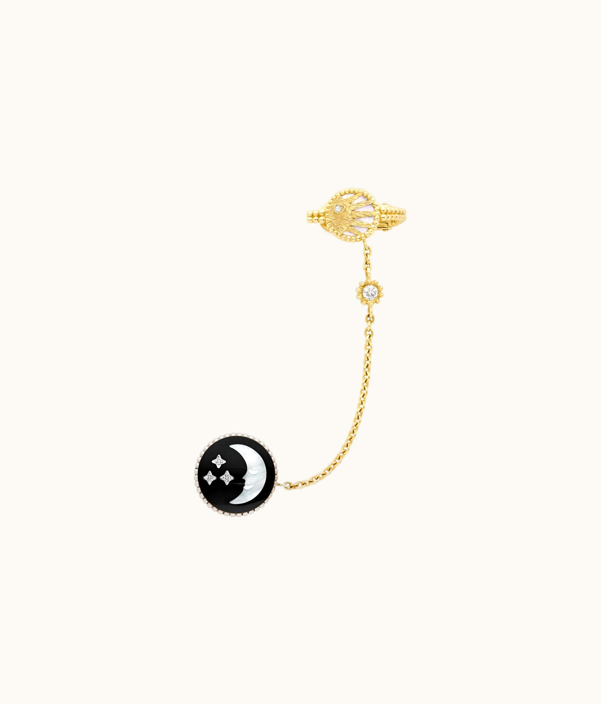 Dior Dior Rose Céleste Earring - Yellow Gold, Platinum, Diamonds, Mother-of-Pearl And Onyx