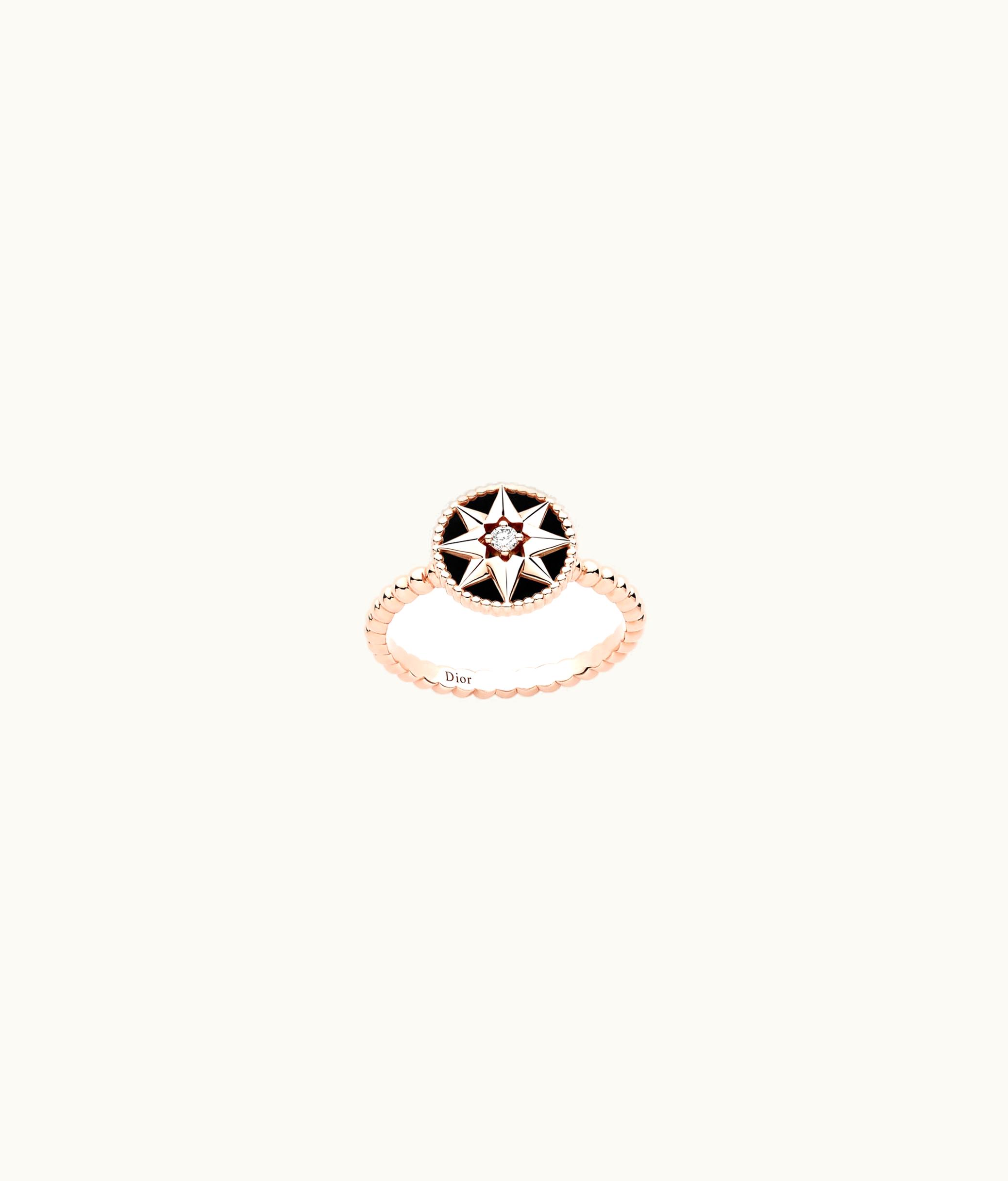Dior Rose Des Vents Ring - Rose Gold, Diamond And Onyx