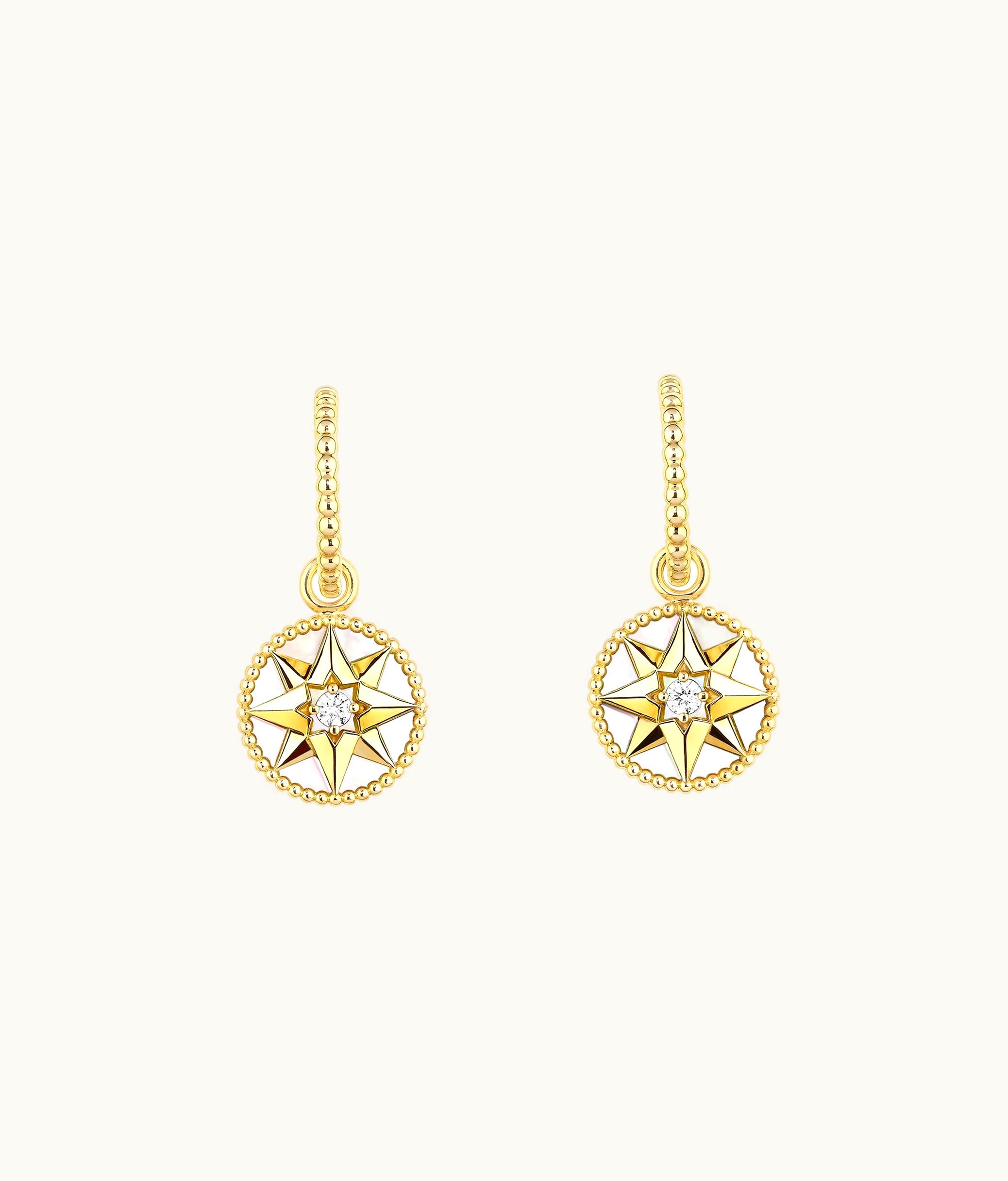 Dior Lucky Star Des Vents Earrings - Yellow Gold, Diamonds And Mother-of-Pearl