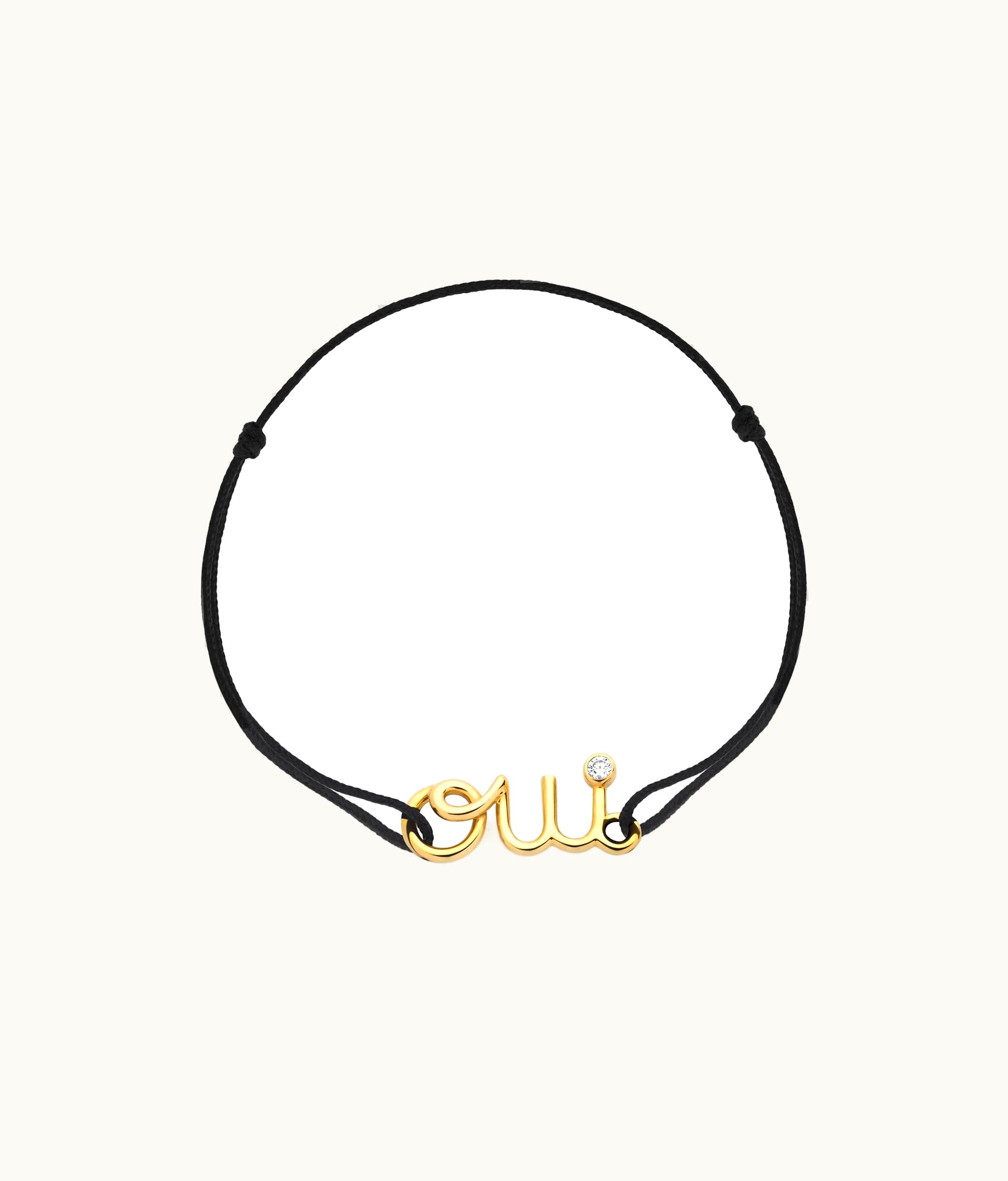 Dior Dioramour Bracelet - Yellow Gold, Diamond And Black Cord