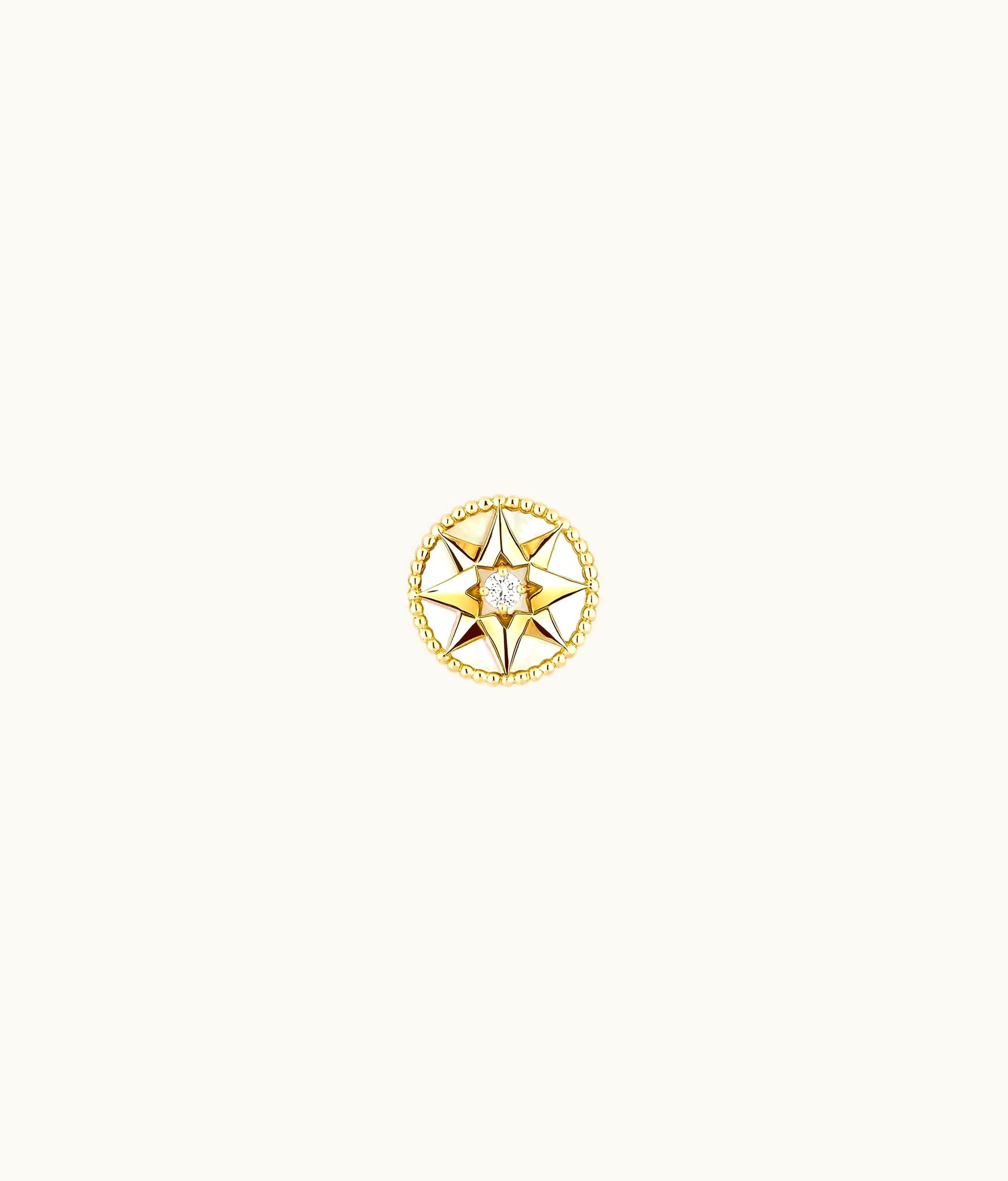 Dior Medium Rose Des Vents Earring - Yellow Gold, Diamond And Mother-of-Pearl
