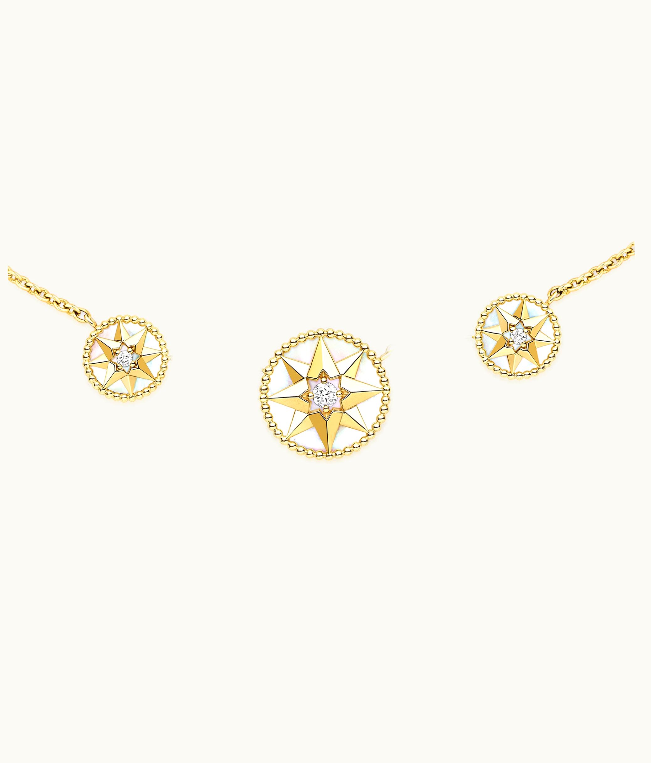 Dior Wind Rose Necklace - Yellow Gold, Diamonds And Mother-of-Pearl