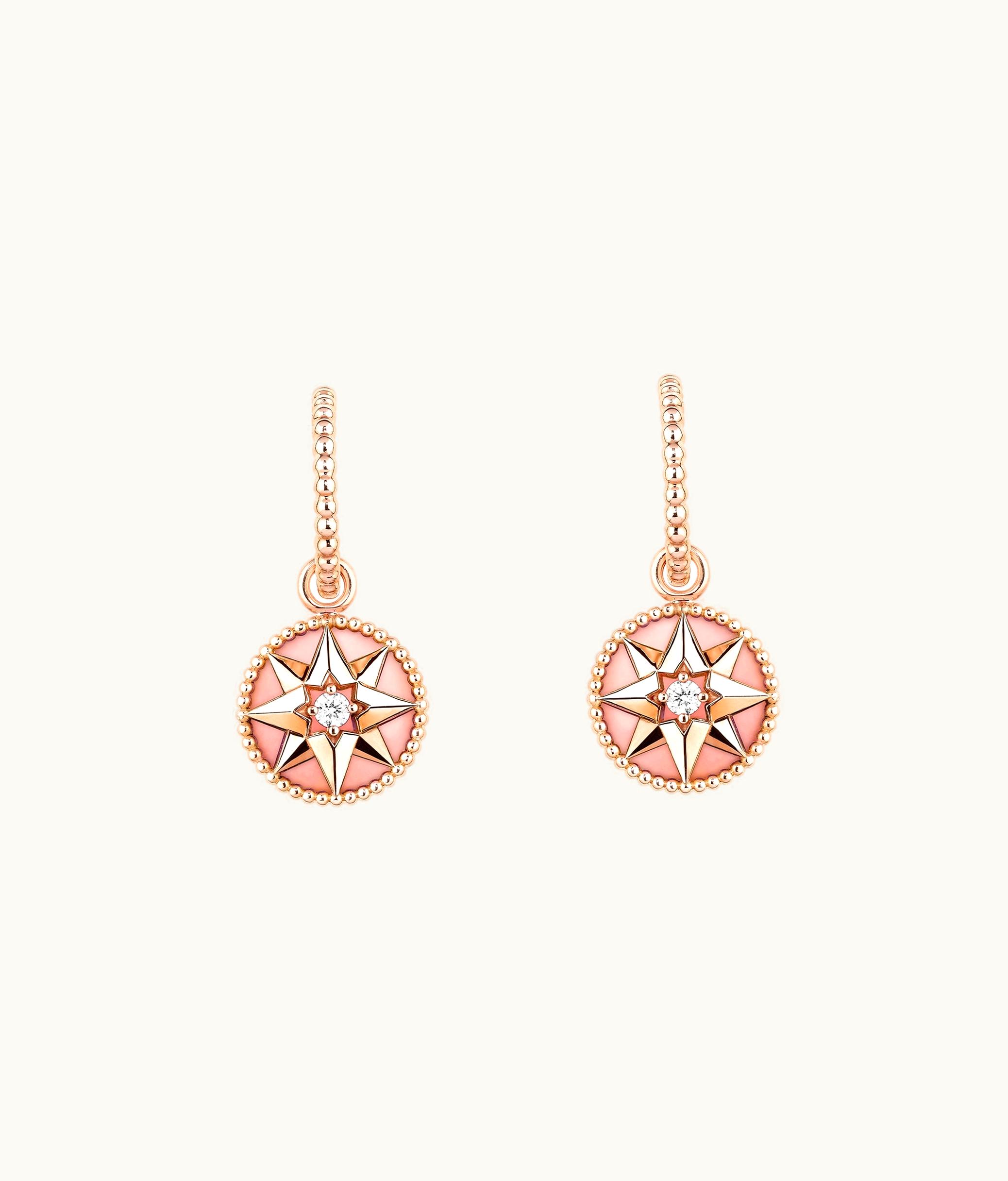 Dior Rose Des Vents Earrings - Pink Gold, Diamonds And Pink Opal