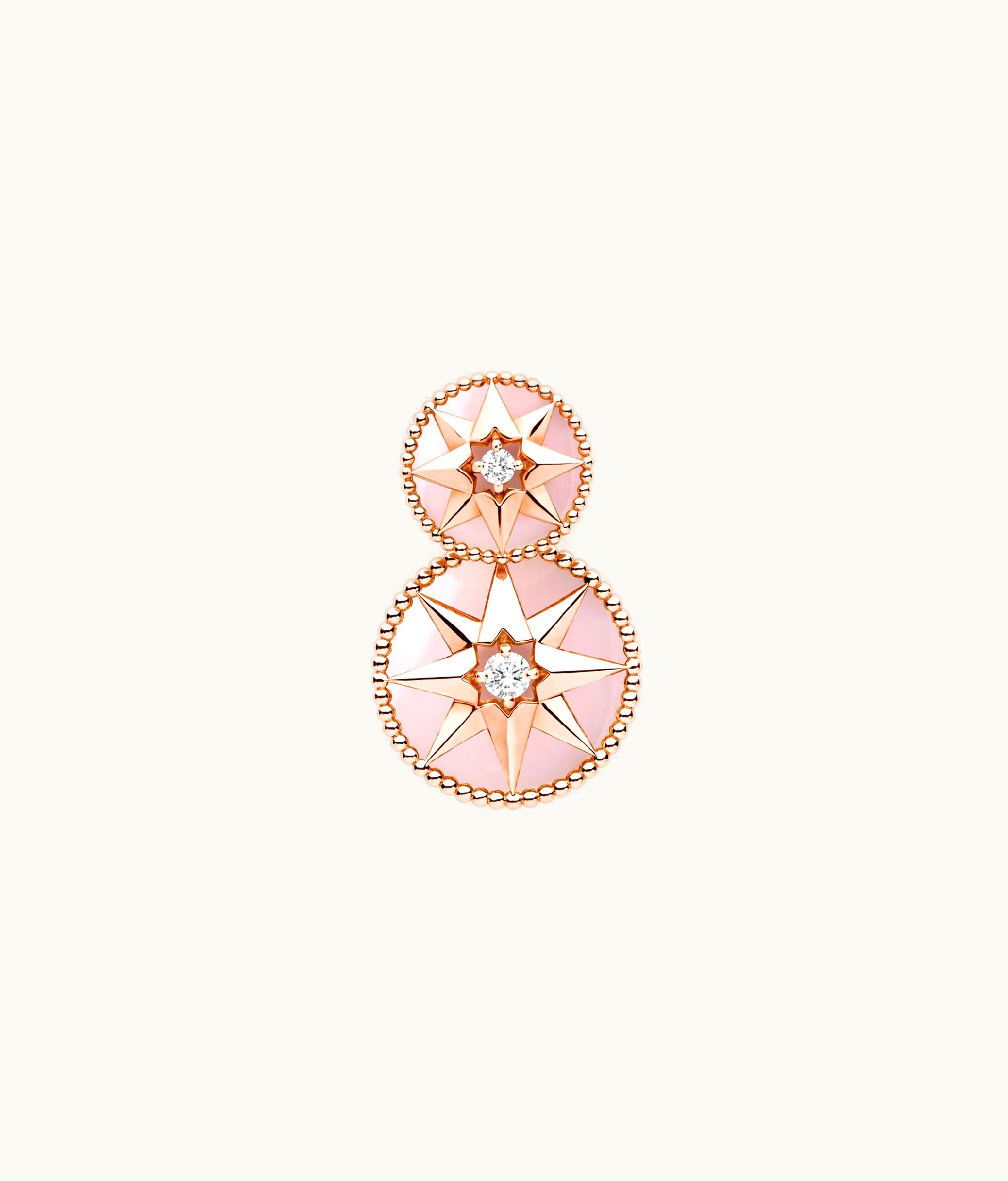 Dior Boucle d'oreille Rose Des Vents Or Rose, Diamants Et Opale Rose