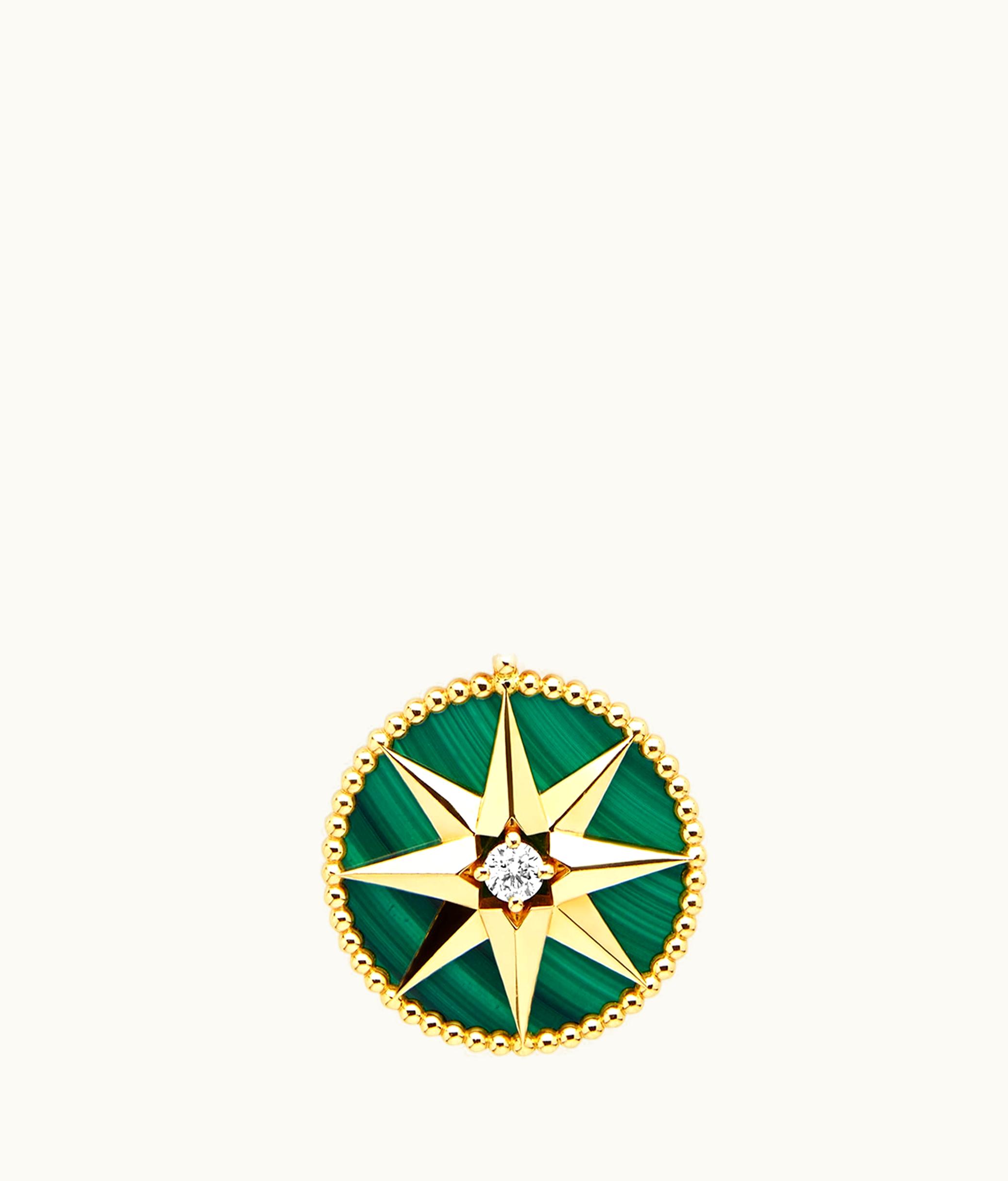 Dior Large Rose Des Vents Medallion - Yellow Gold, Diamond And Malachite