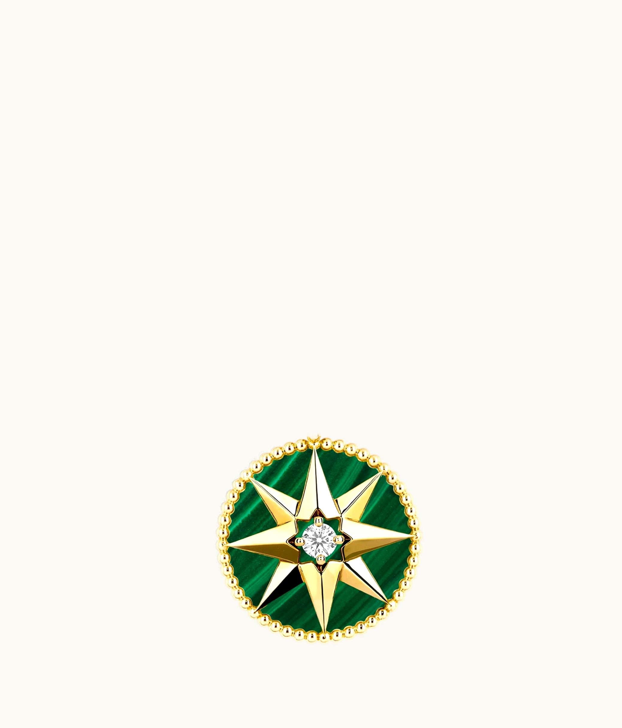 Dior Medium Rose Des Vents Medallion - Yellow Gold, Diamond And Malachite