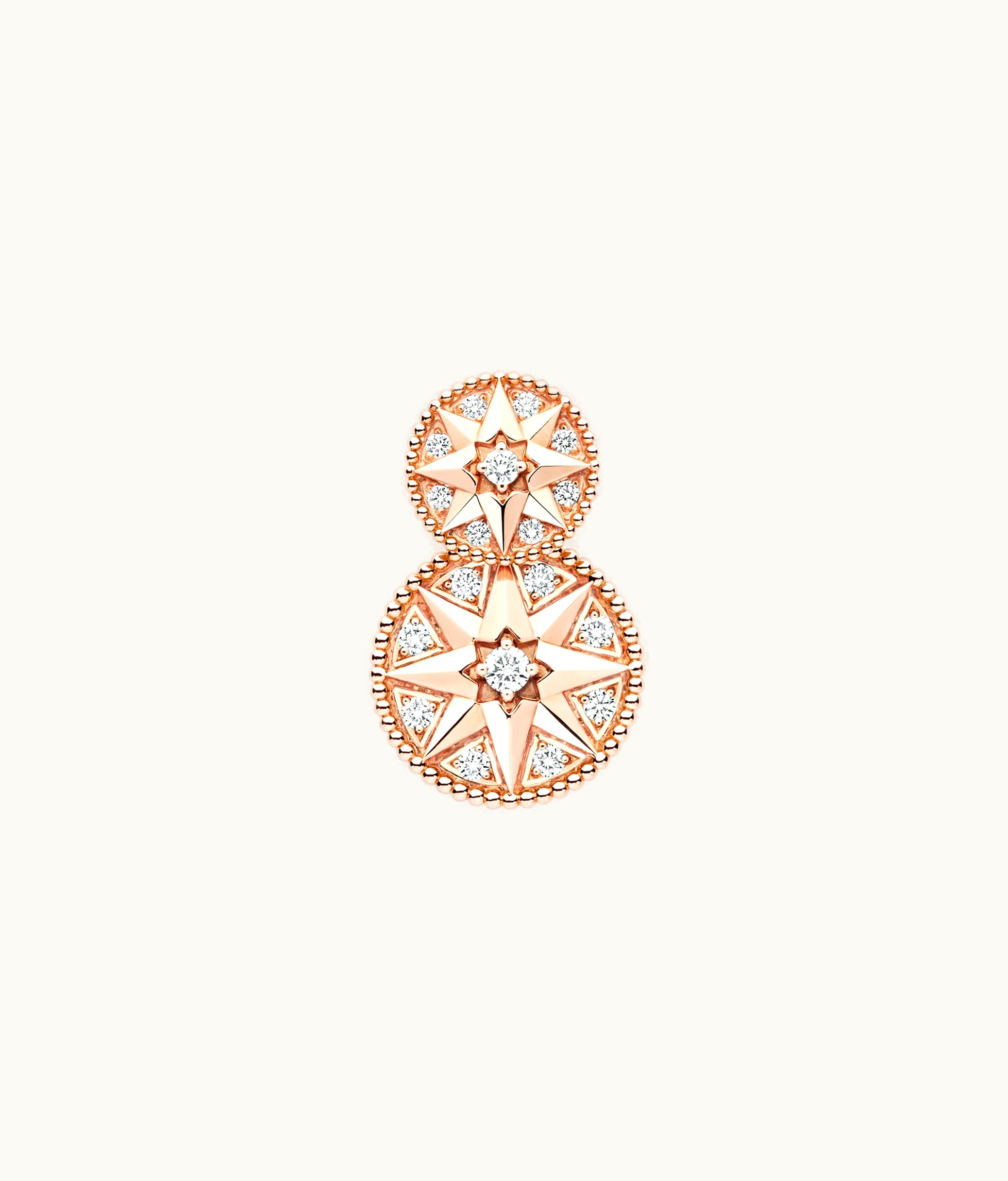 Dior Boucle d'oreille Rose Des Vents Or Rose Et Diamants