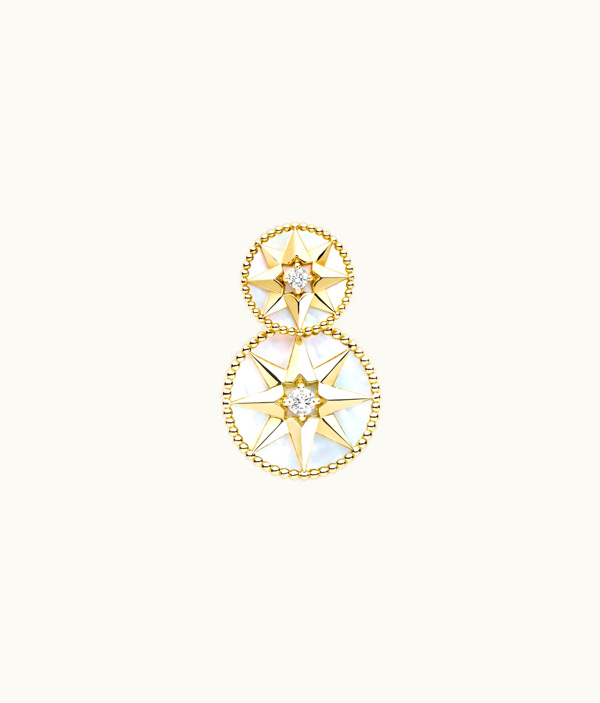 Dior Boucle d'oreille Rose Des Vents Or Jaune, Diamants Et Nacre