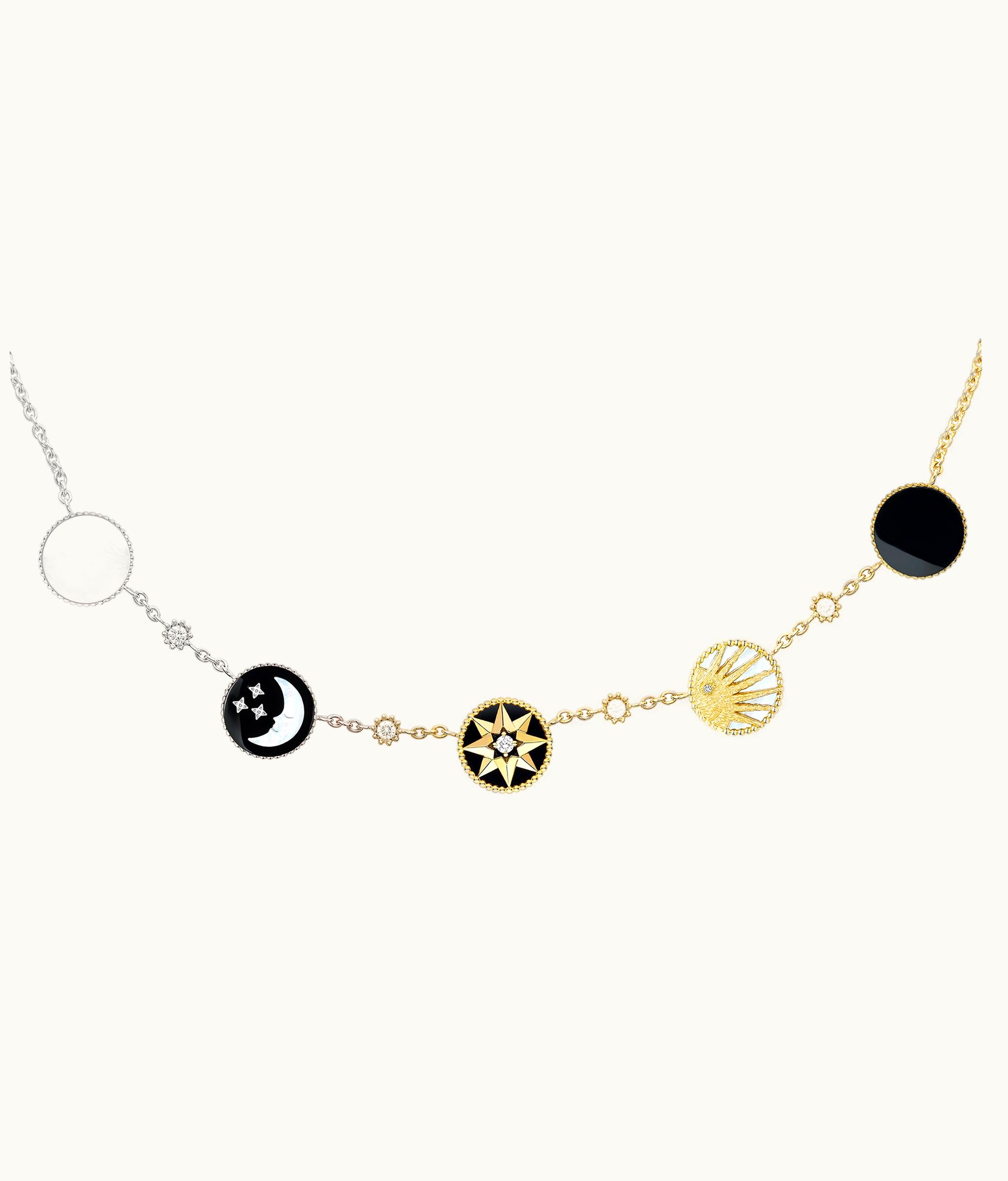 Dior Mimirose Beaded Necklace - Yellow And White Gold, Diamond, Mother-of-Pearl And Onyx