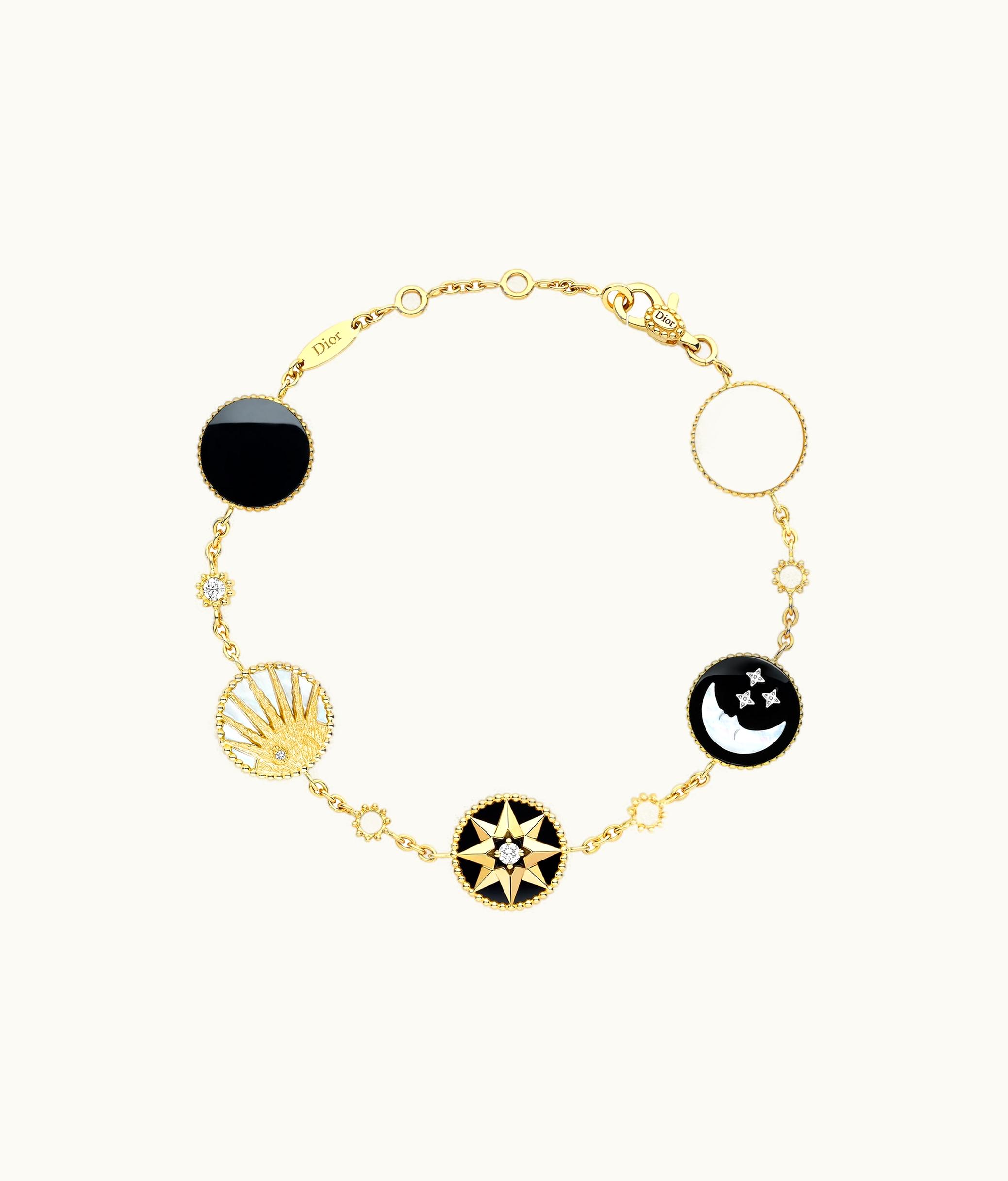 Dior Mimirose And Rose Des Vents Bracelet - Yellow And White Gold, Diamond, Mother-of-Pearl And Onyx