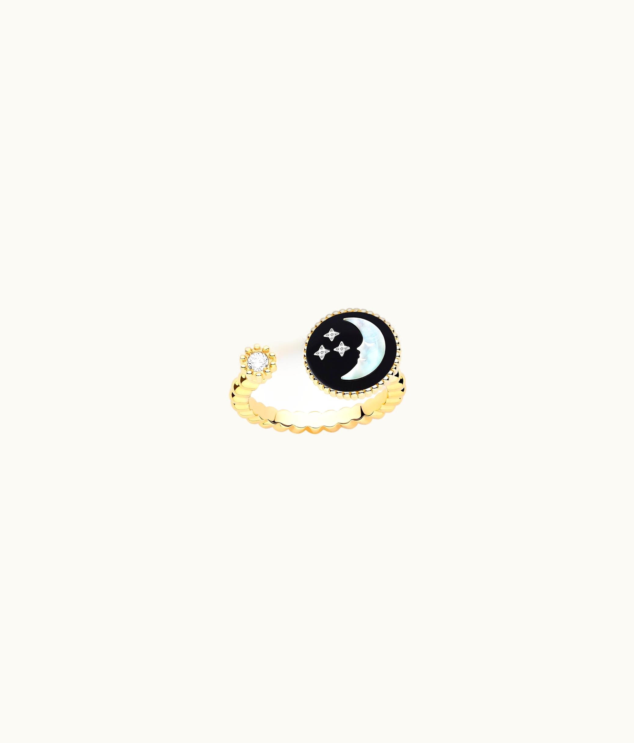 Dior Rose Céleste Ring - Yellow And White Gold, Diamond, Onyx And Mother-of-Pearl