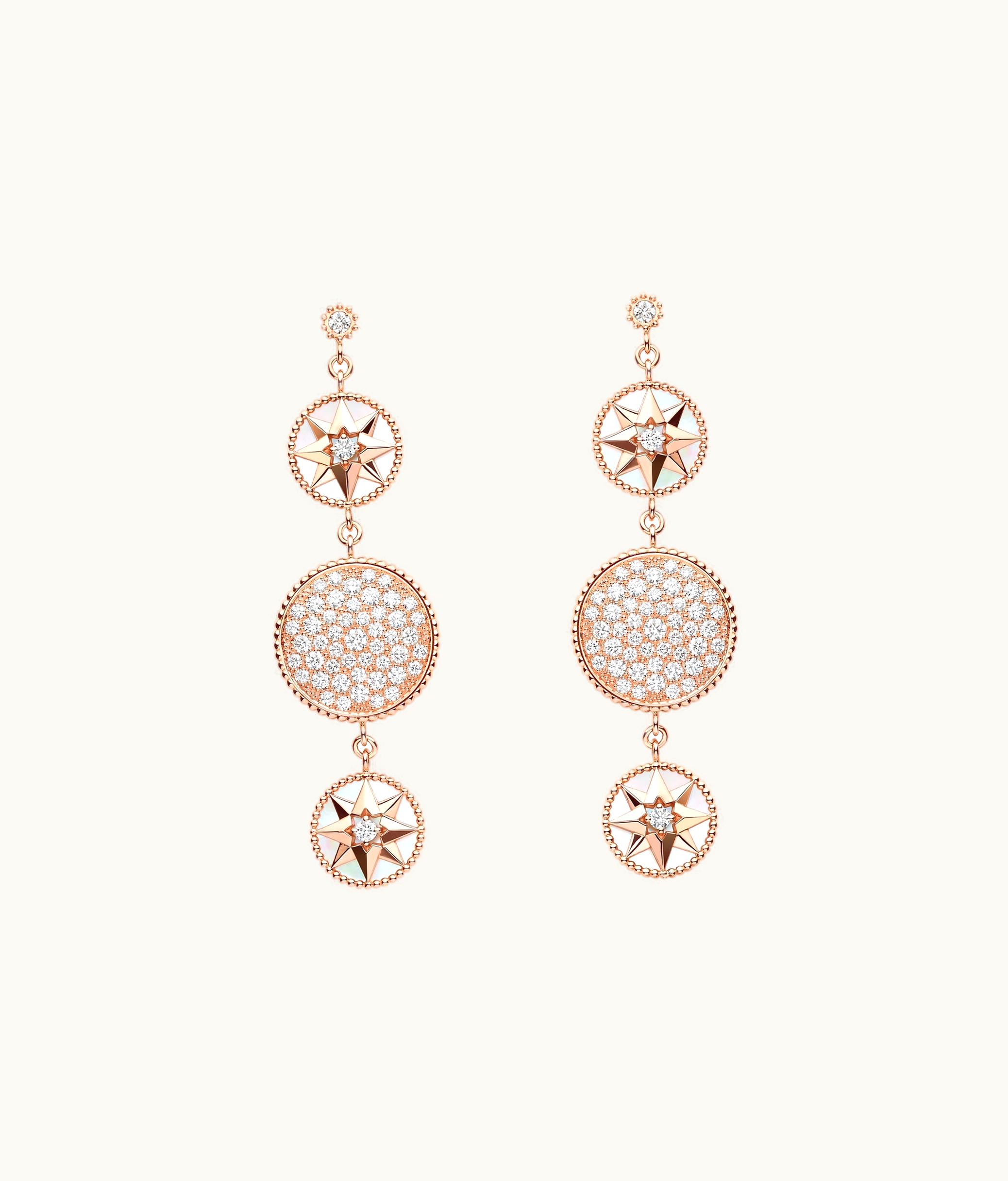 Dior Rose Des Vents Earrings - Pink Gold, Diamonds And Mother-of-Pearl