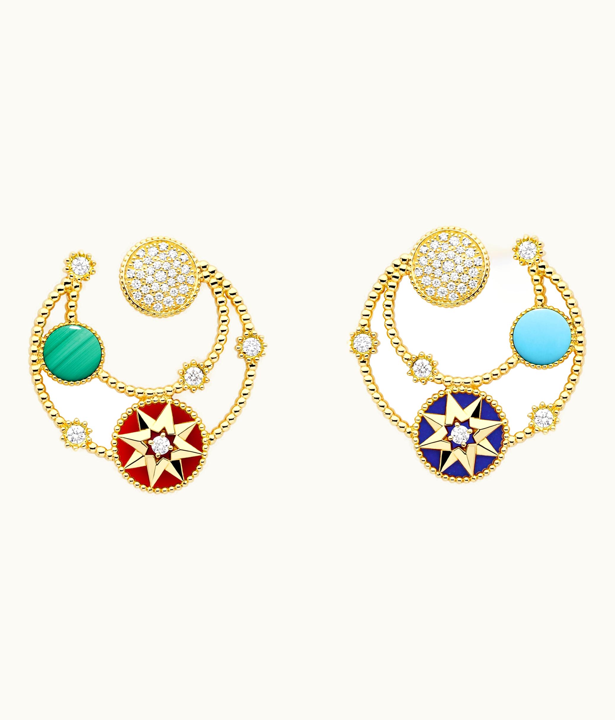 Dior Rose Des Vents Earrings - Yellow Gold, Diamonds And Decorative Stones