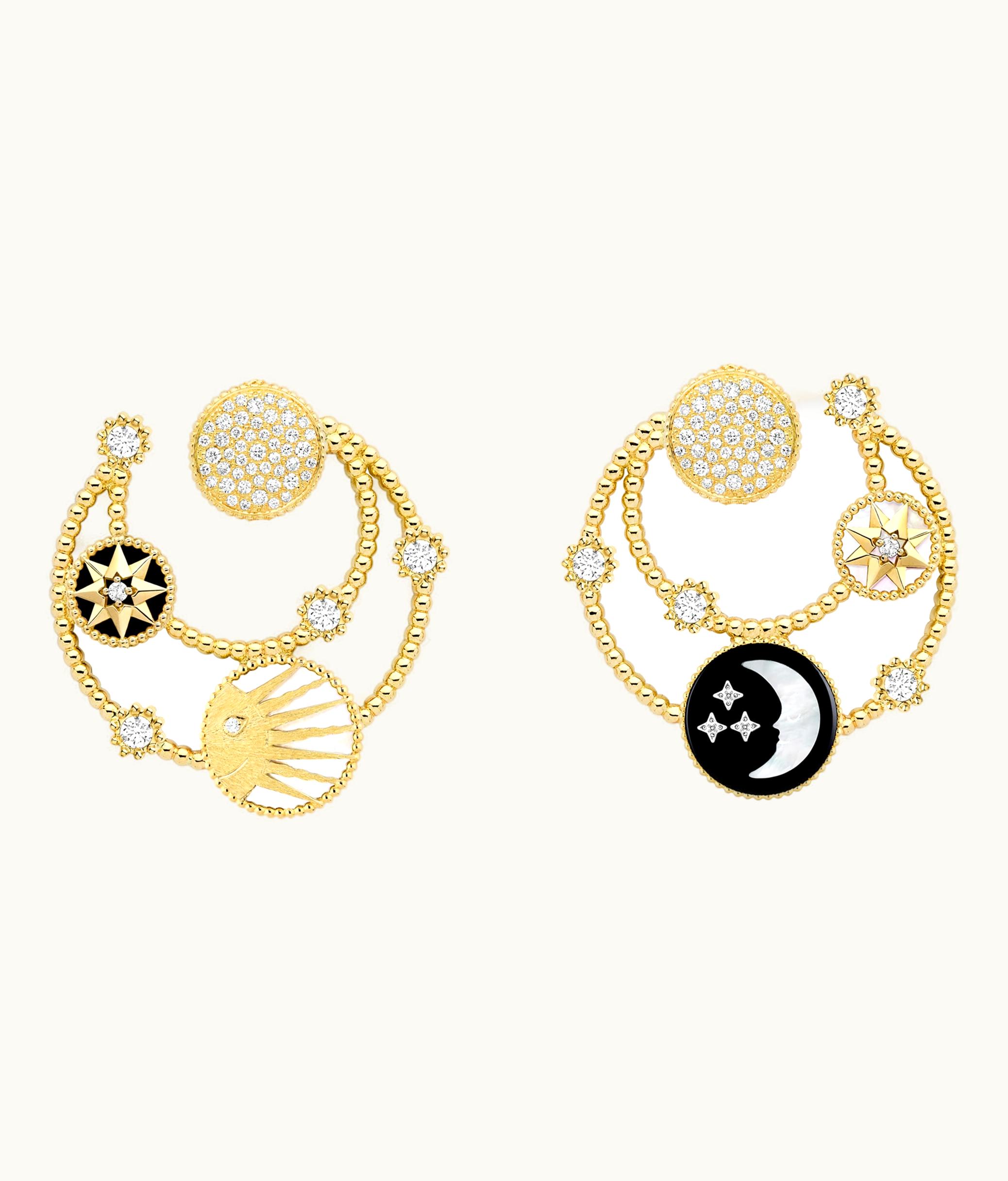 Dior Rose Des Vents And Rose Céleste Earrings - Yellow And White Gold, Diamond, Mother-of-Pearl And Onyx - Yellow Gold, White Gold, Diamond, Mother-of-Pearl, Onyx