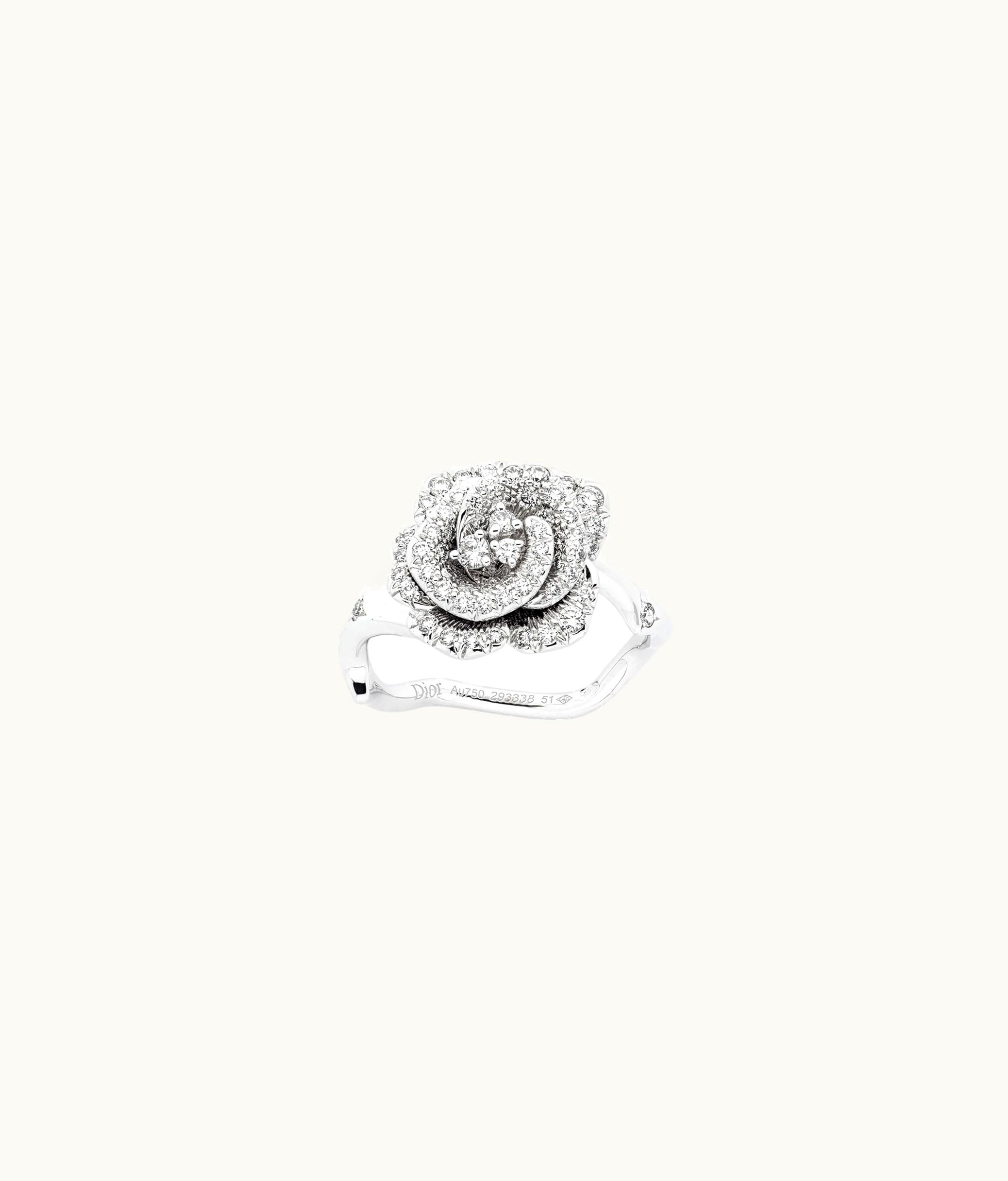 Dior Small Rose Dior Bagatelle Ring - White Gold And Diamonds