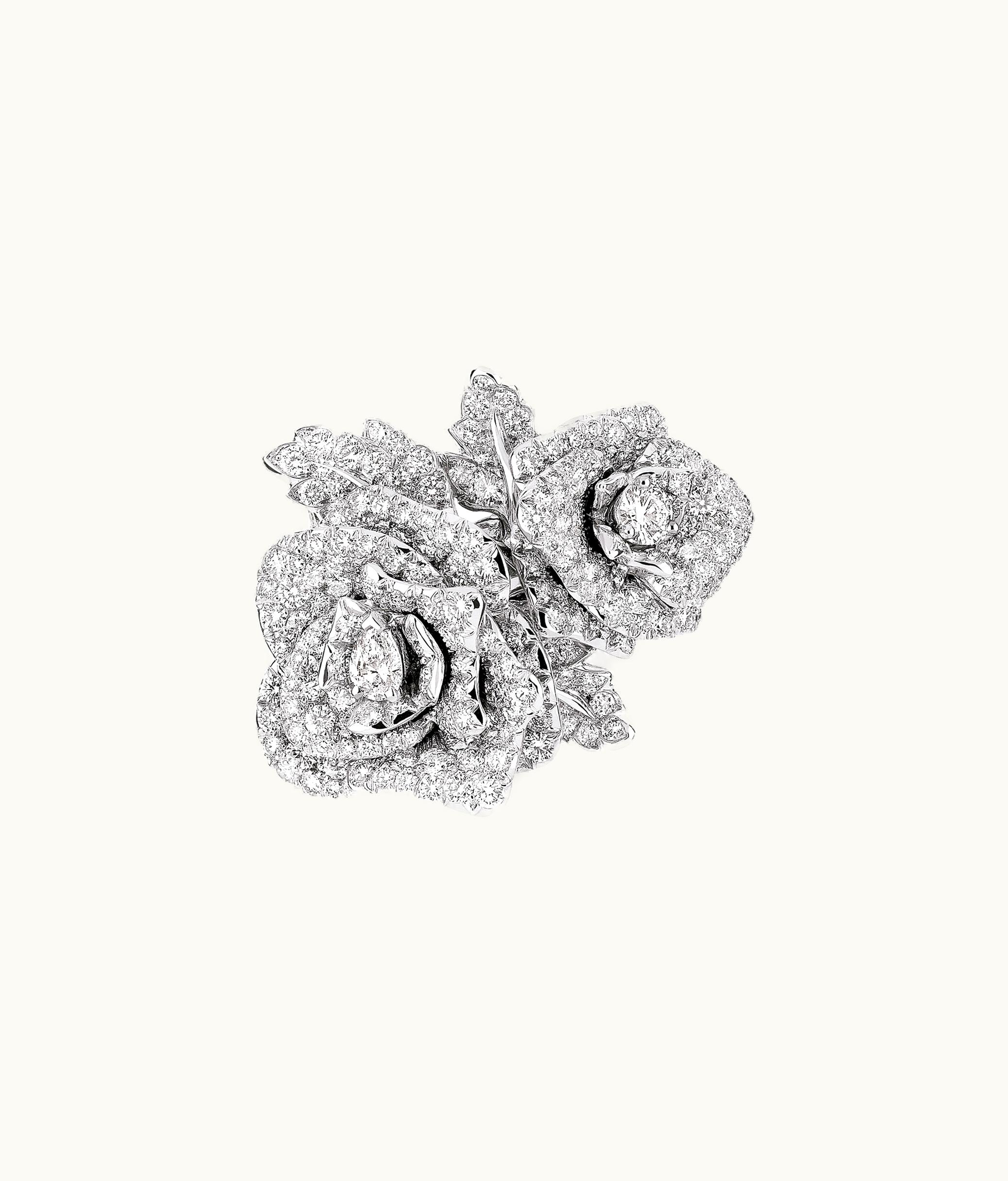 Dior Rose Dior Bagatelle Double Ring - 18k White Gold And Diamonds