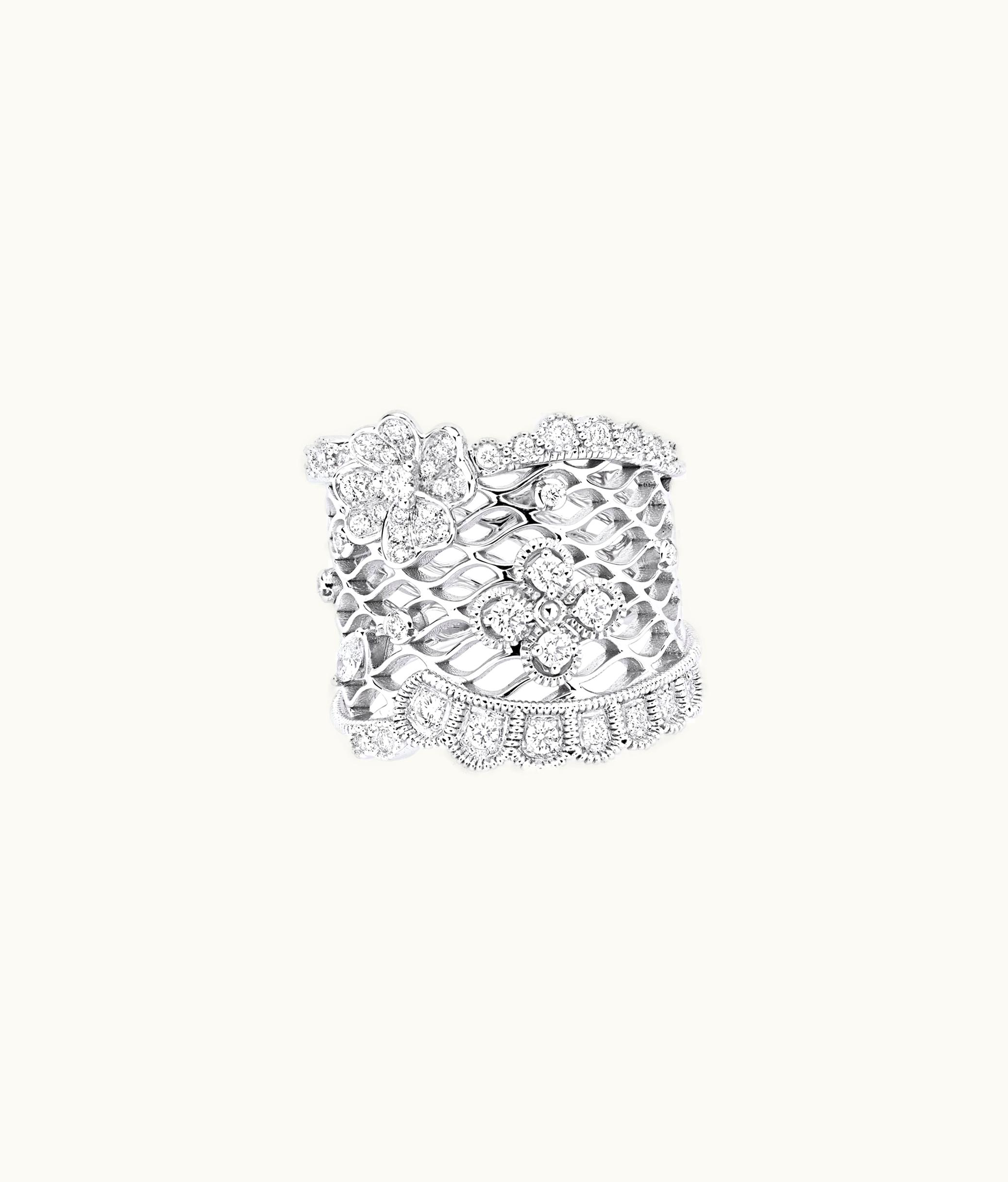 Dior Couture Diamond Pleated Ring - White Gold