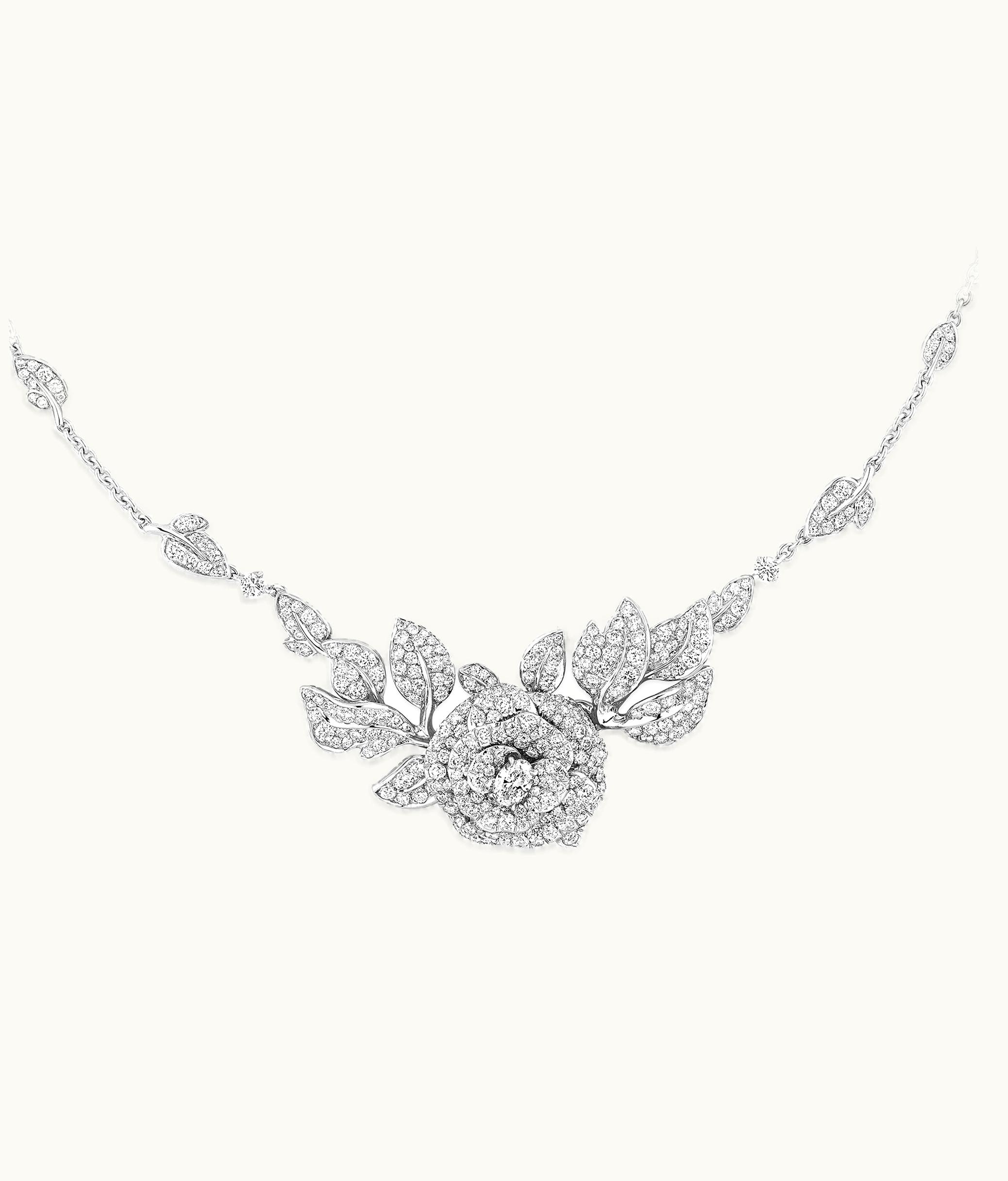 Dior Large Rose Dior Bagatelle Necklace - 18k White Gold And Diamonds