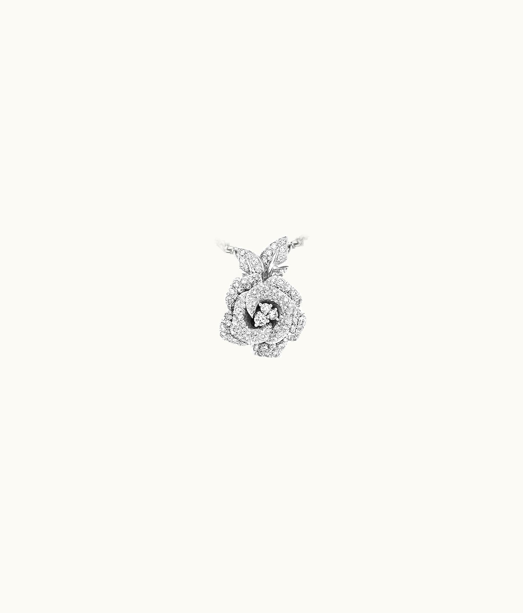 Dior Medium Rose Dior Bagatelle Necklace - 18k White Gold And Diamonds