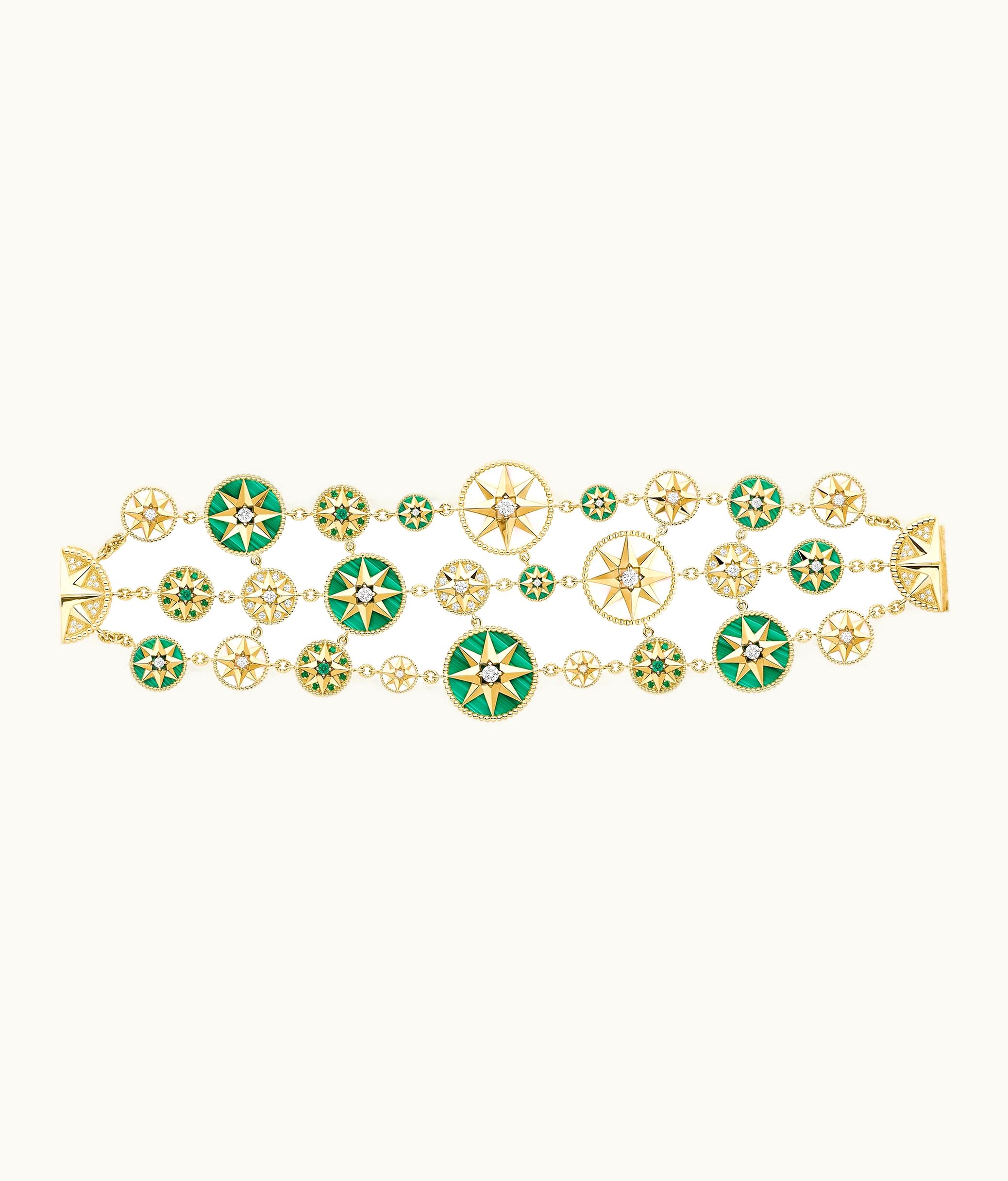 Dior Rose Des Vents Cuff Bracelet - Pink And Yellow Gold, Diamonds, Emeralds And Gemstones