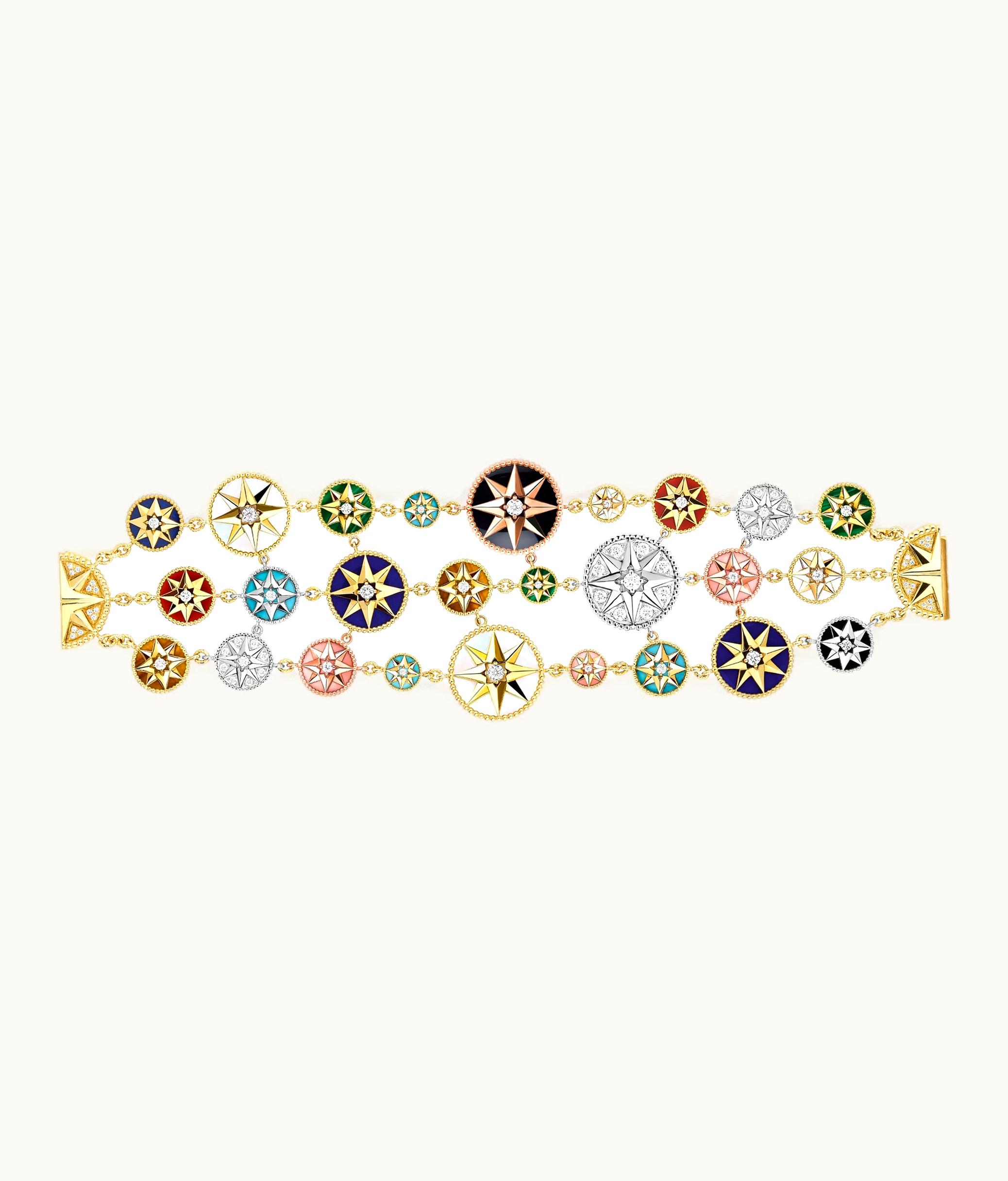 Dior Rose Des Vents Cuff Bracelet - Yellow, Pink And White Gold, Diamonds And Gemstones