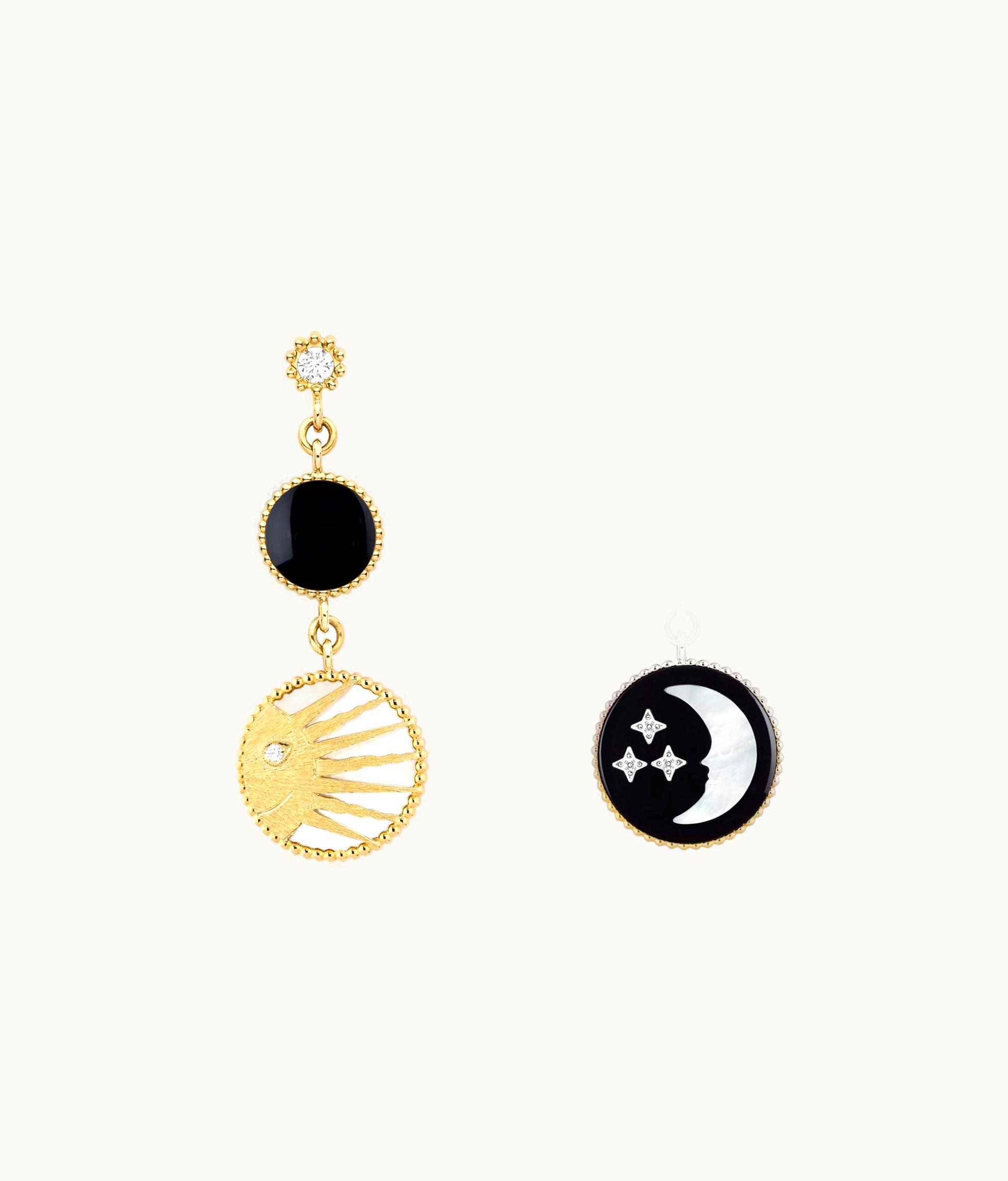 Dior Rose Des Vents And Rose Céleste Earrings - Yellow And White Gold, Diamond, Mother-of-Pearl And Onyx