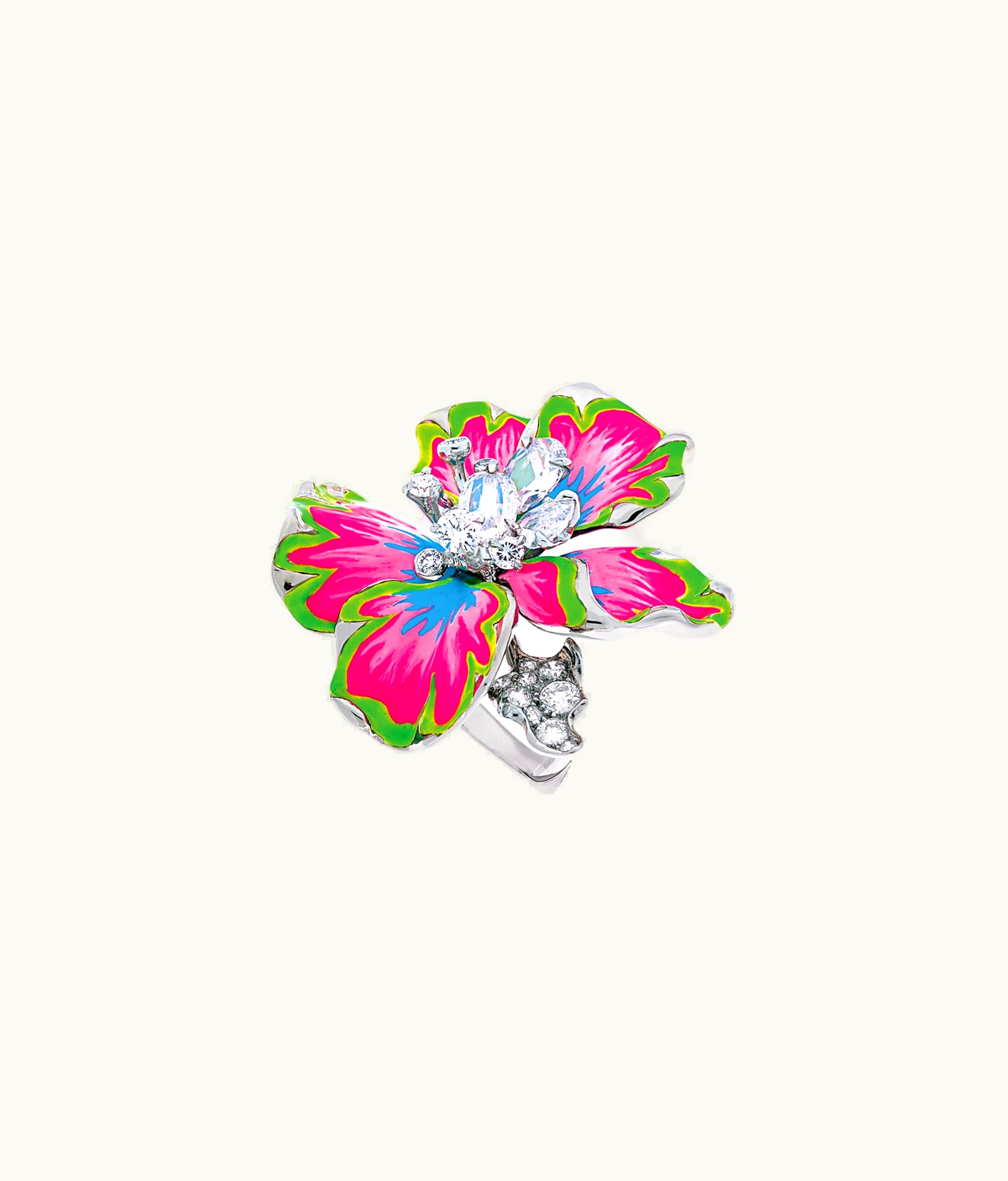 Dior Milly Carnivora Ring - 18k White Gold, Diamonds And Lacquer