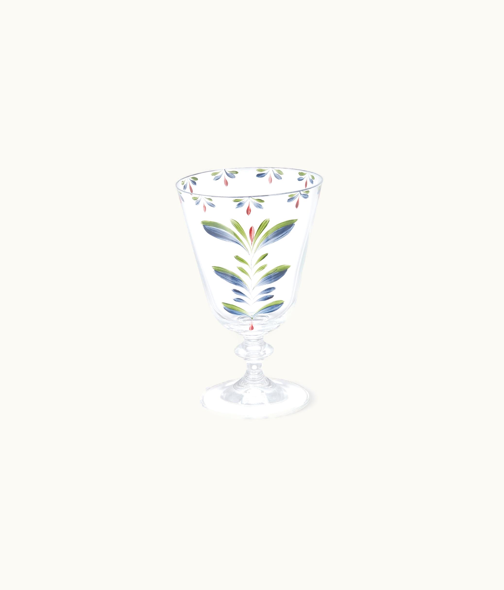 Dior Wine Glass - Green And Blue Lotus