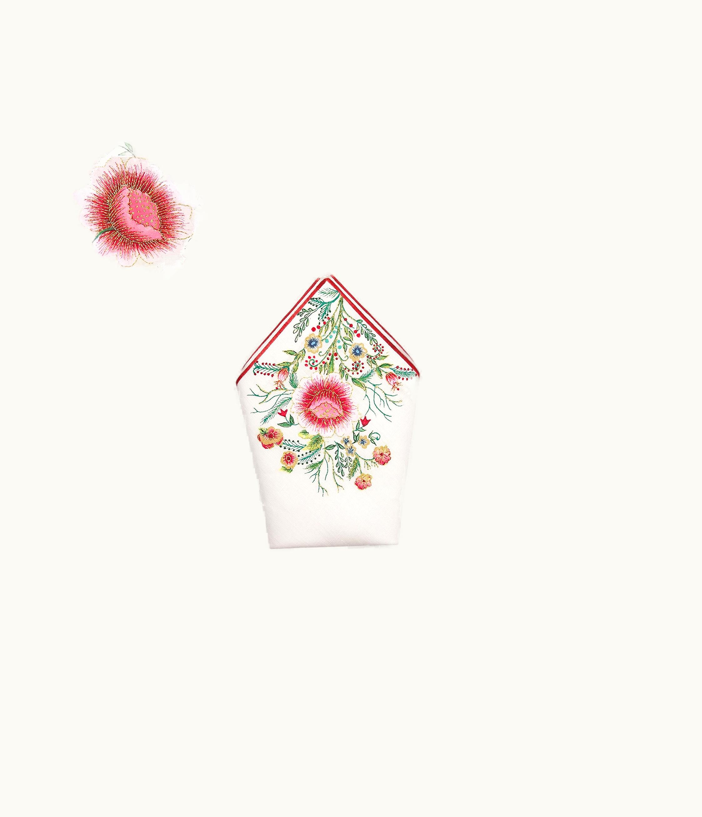 Dior Placemat And Napkin Set - Red Roses d'Hiver