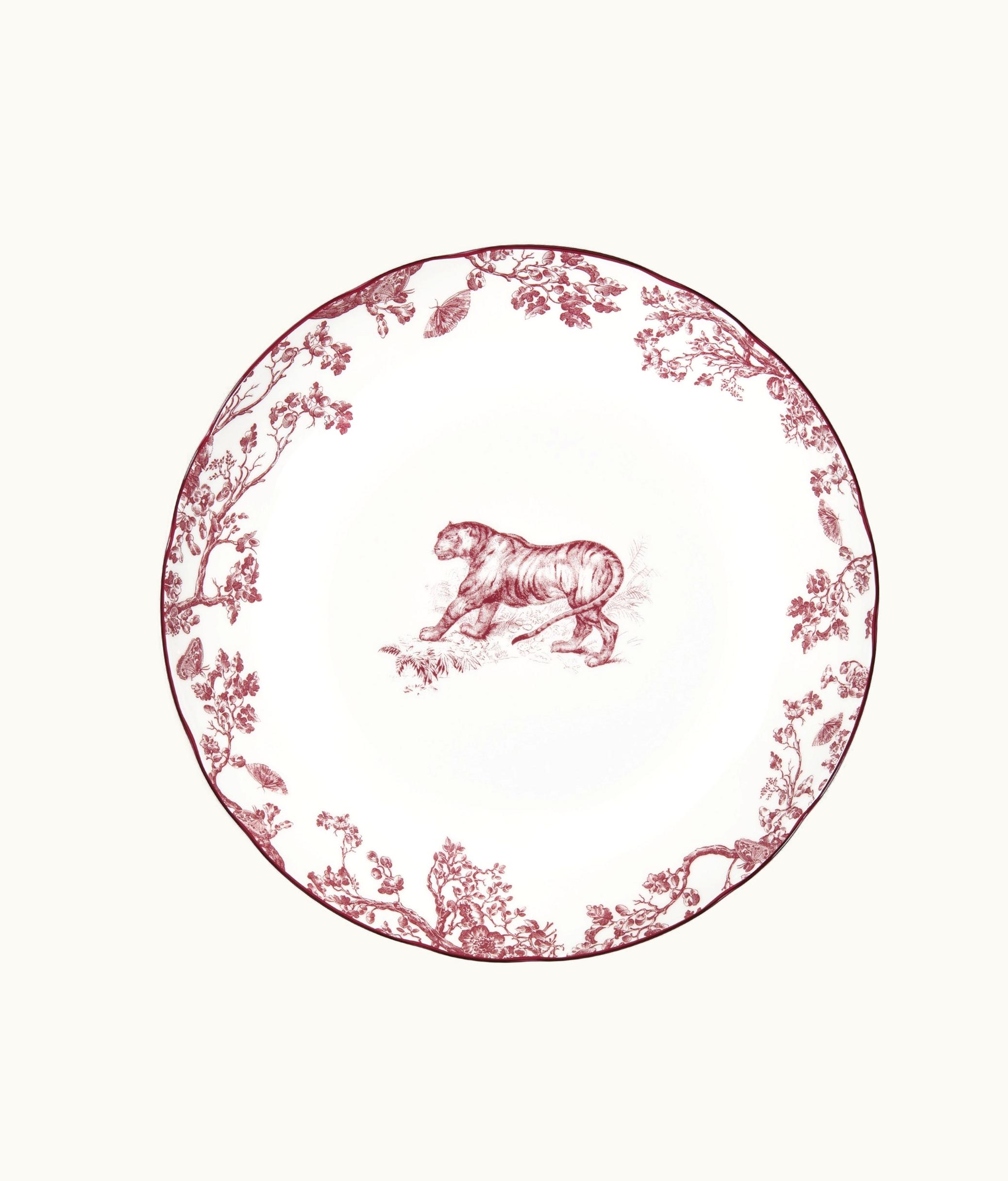Dior Deep Round Platter - Burgundy Toile De Jouy