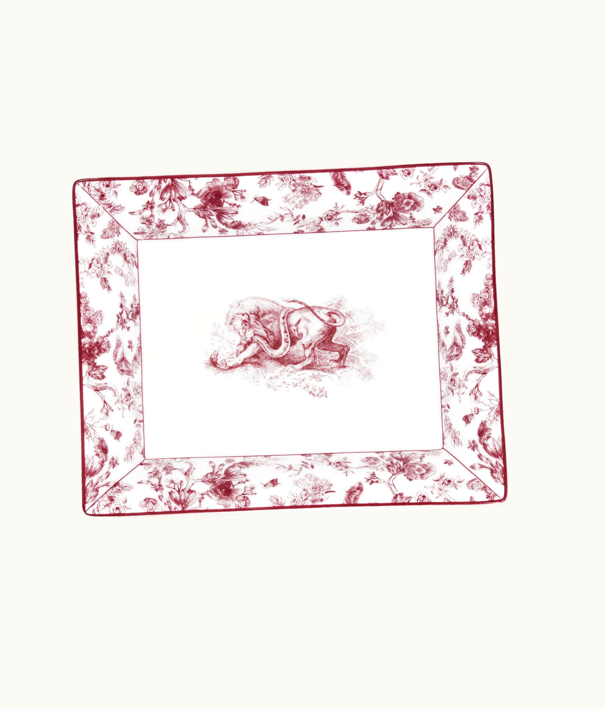 Dior Trinket Tray - Burgundy Toile De Jouy