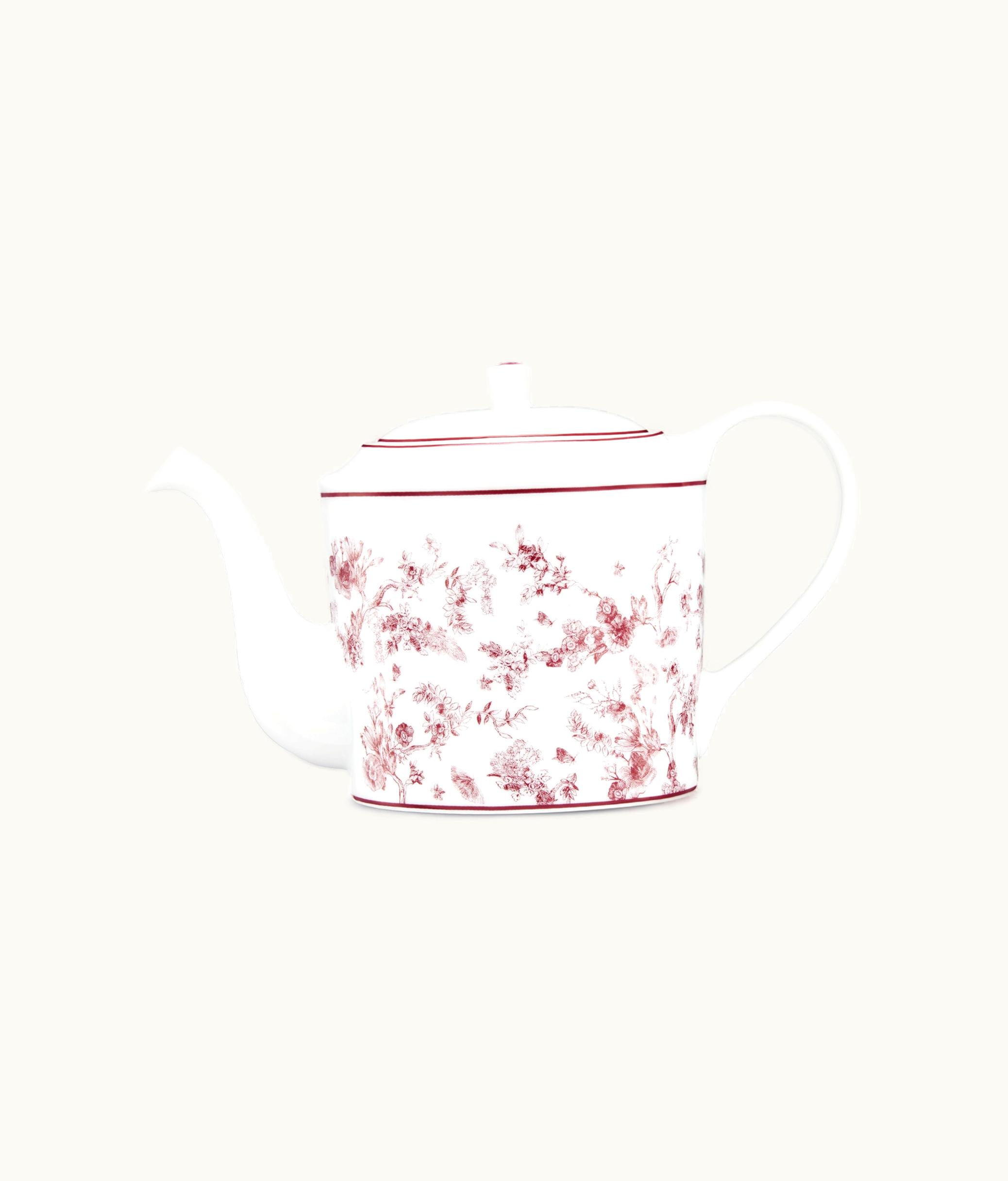 Dior Teapot - Burgundy Toile De Jouy
