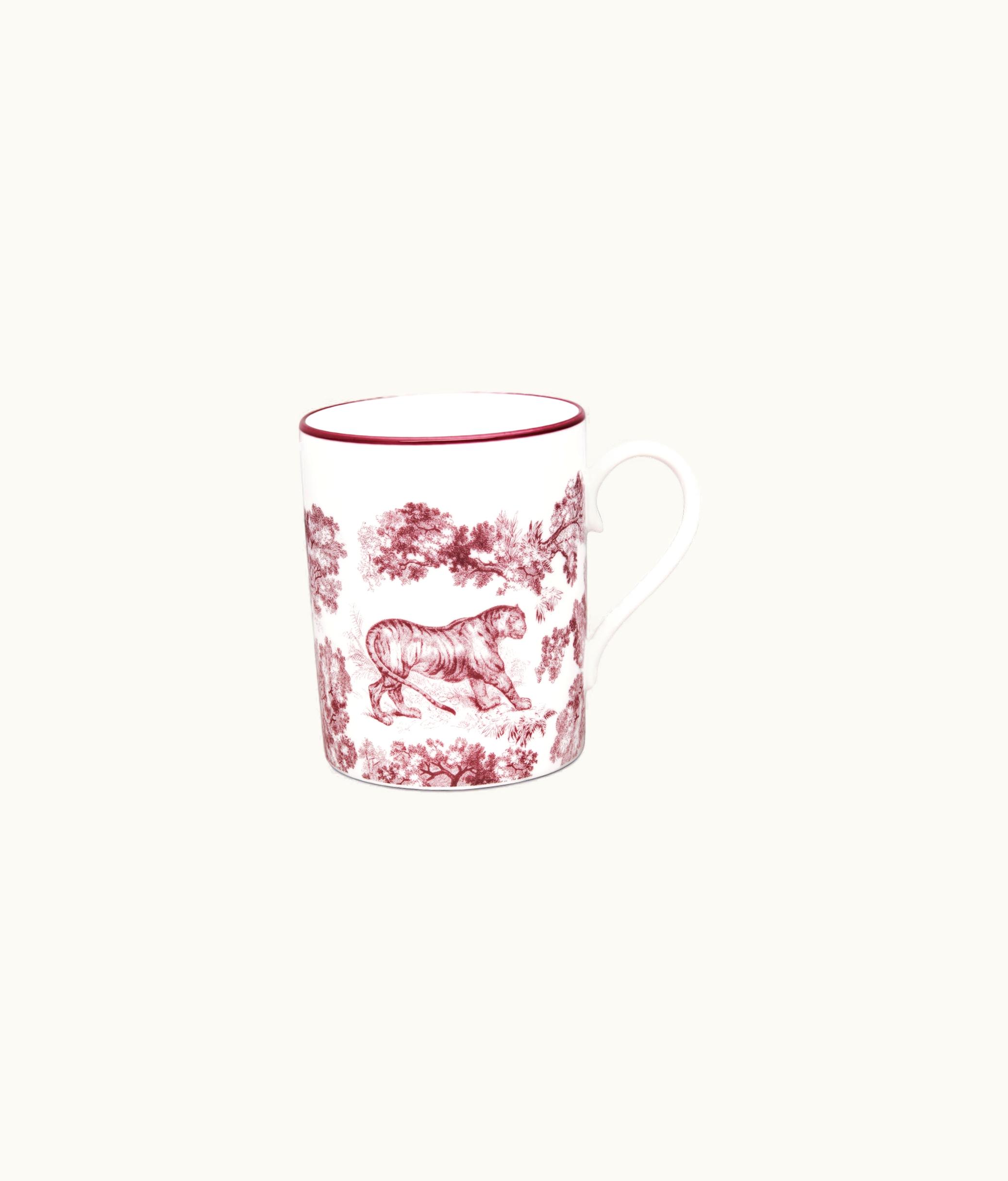 Dior Mug - Burgundy Toile De Jouy Tiger