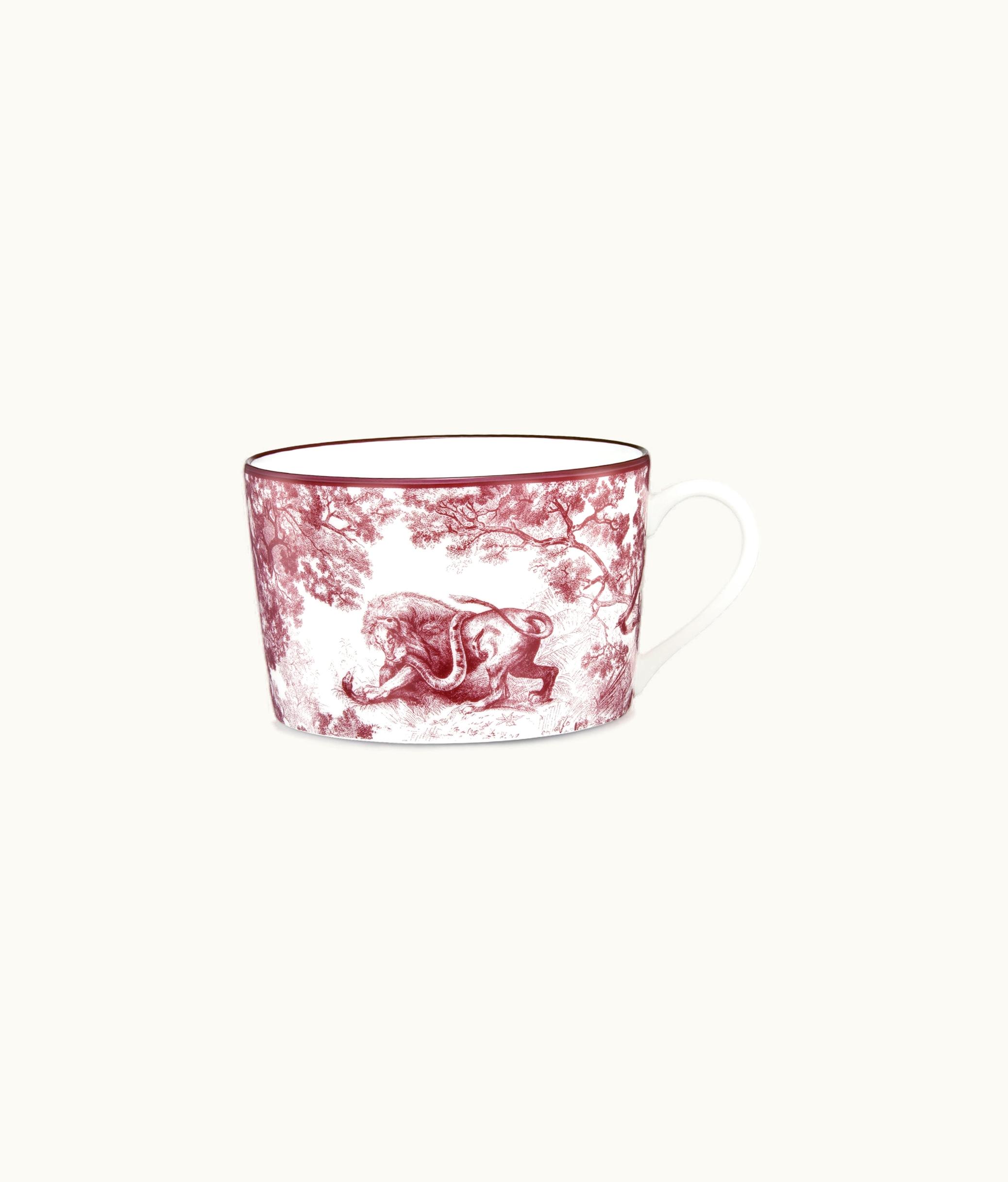 Dior Breakfast Cup - Burgundy Toile De Jouy Tiger