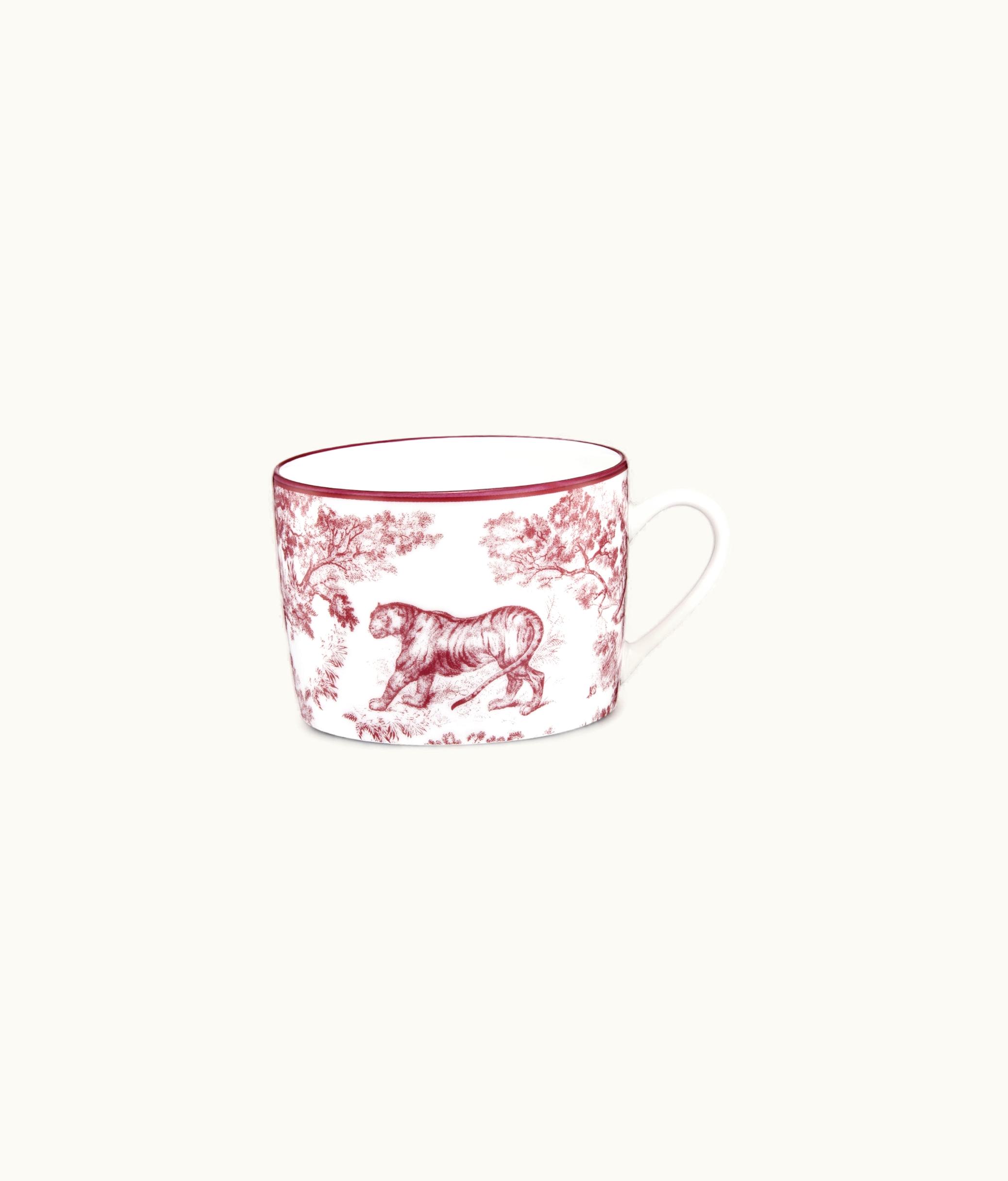 Dior Teacup - Burgundy Toile De Jouy Tiger