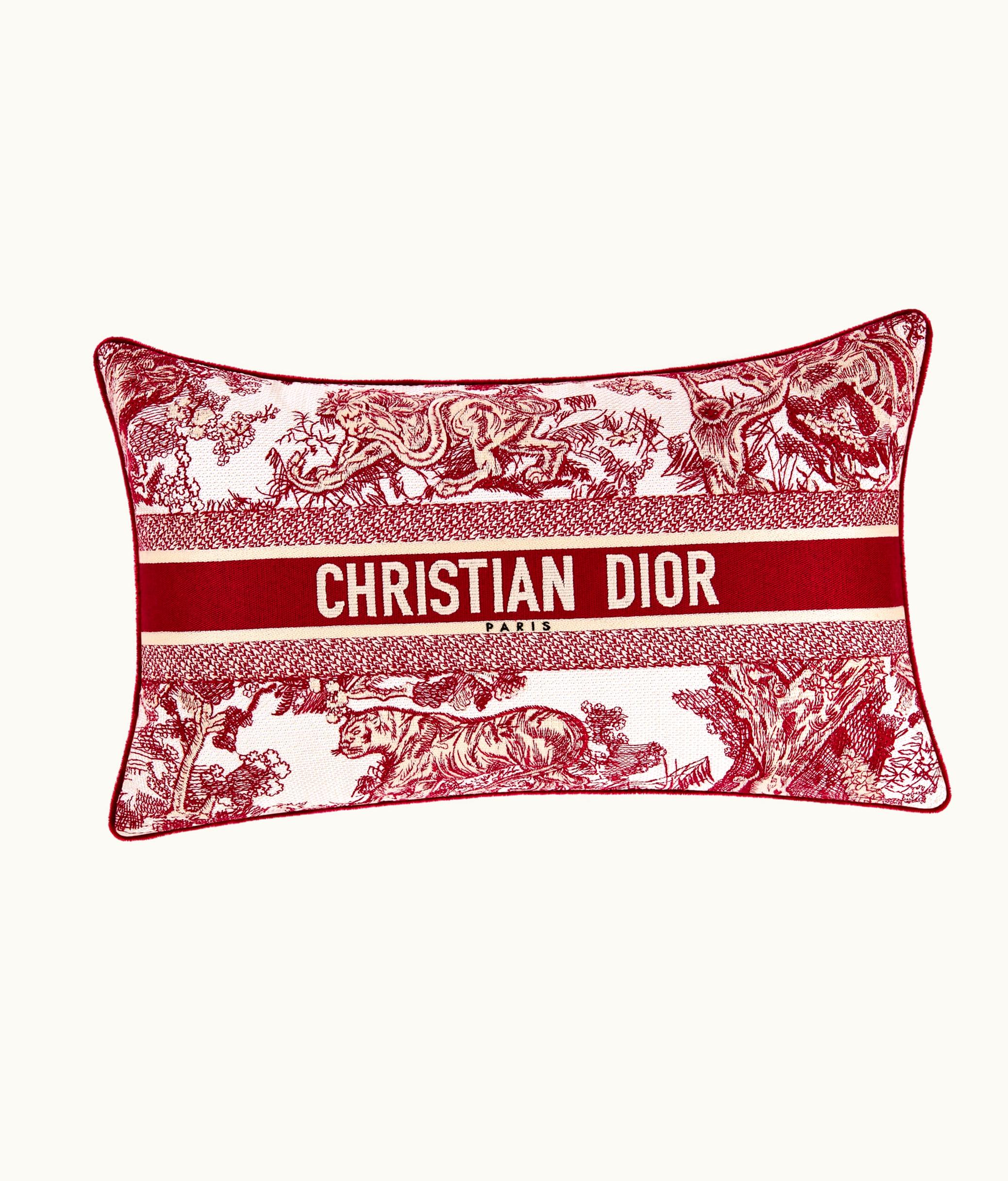 Dior Rectangular Pillow - Burgundy Toile De Jouy