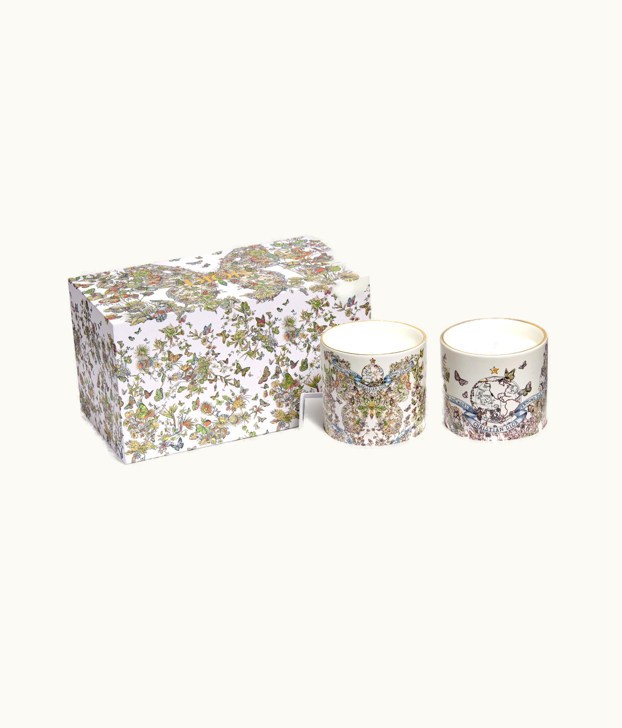 Dior Set Of Two Scented Mini Candles: Sapin Cyprès And Orange Cannelle - Multicolor Cruise 24 Butterfly Around The World