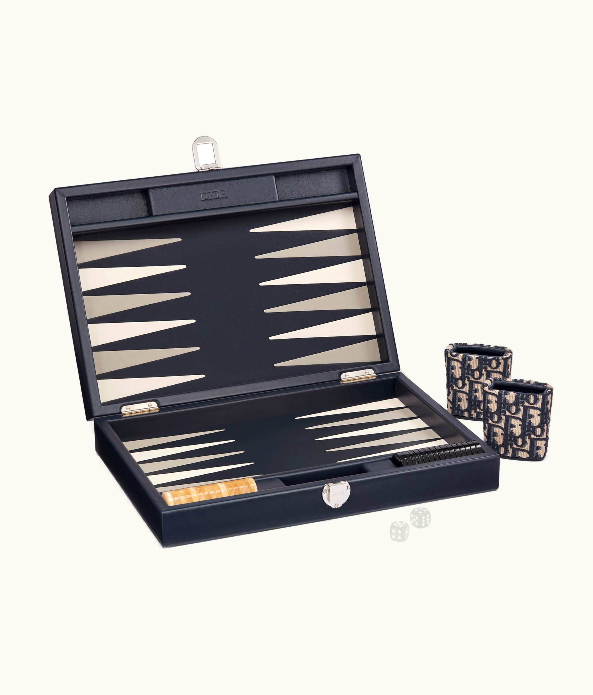 Dior Large Embroidered Backgammon - Blue Dior Oblique