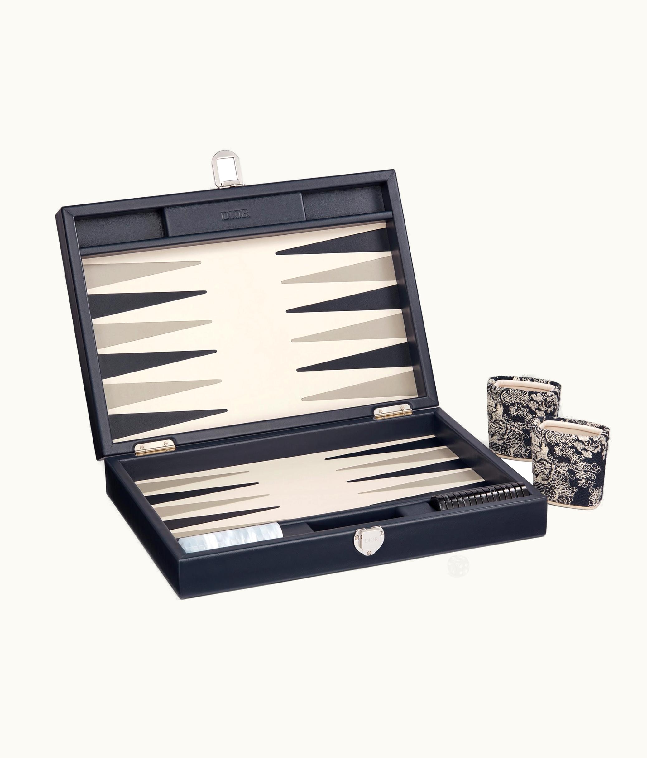 Dior Large Embroidered Backgammon - Blue Toile De Jouy