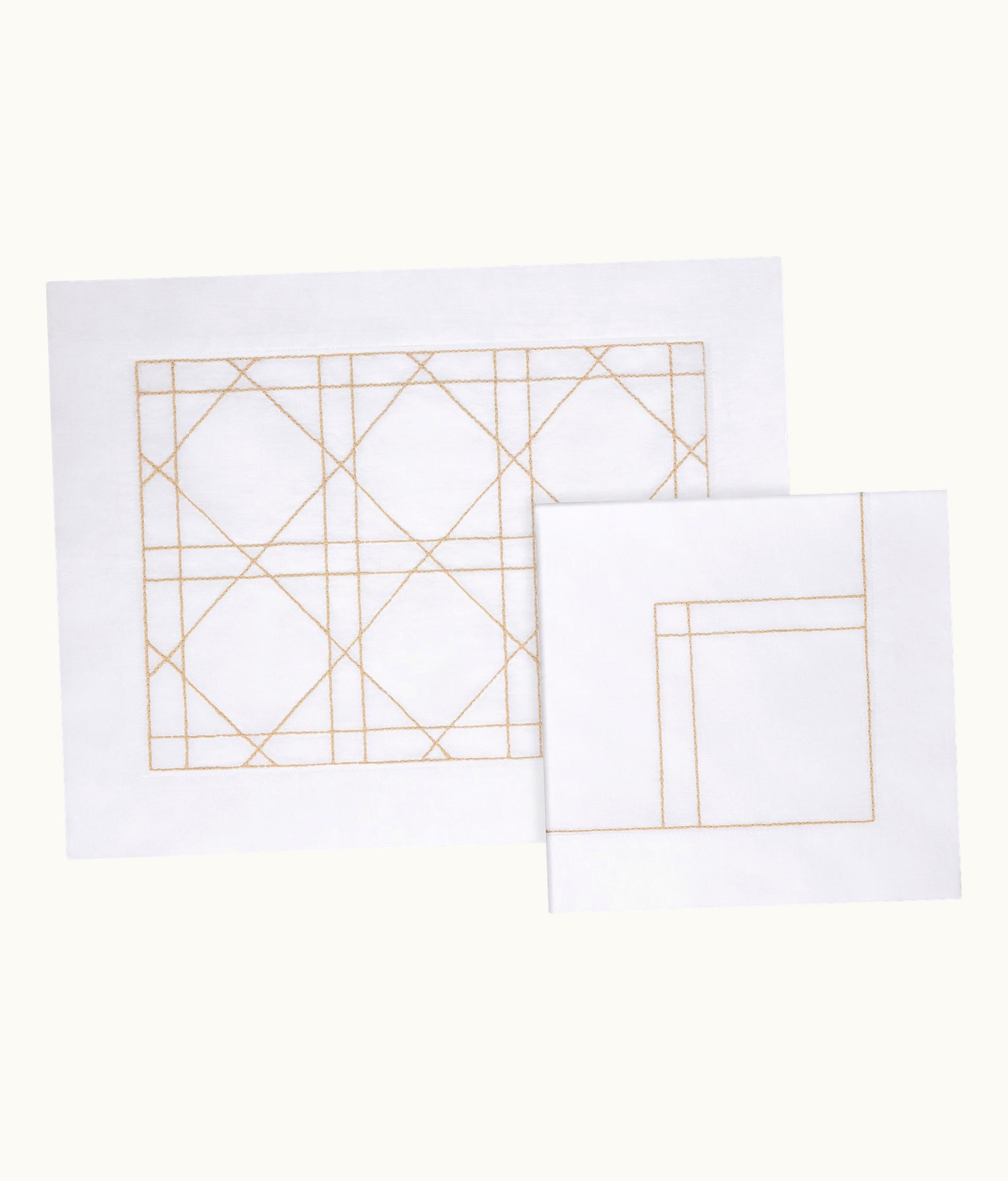 Dior Placemat And Napkin Set - White And Beige Cannage