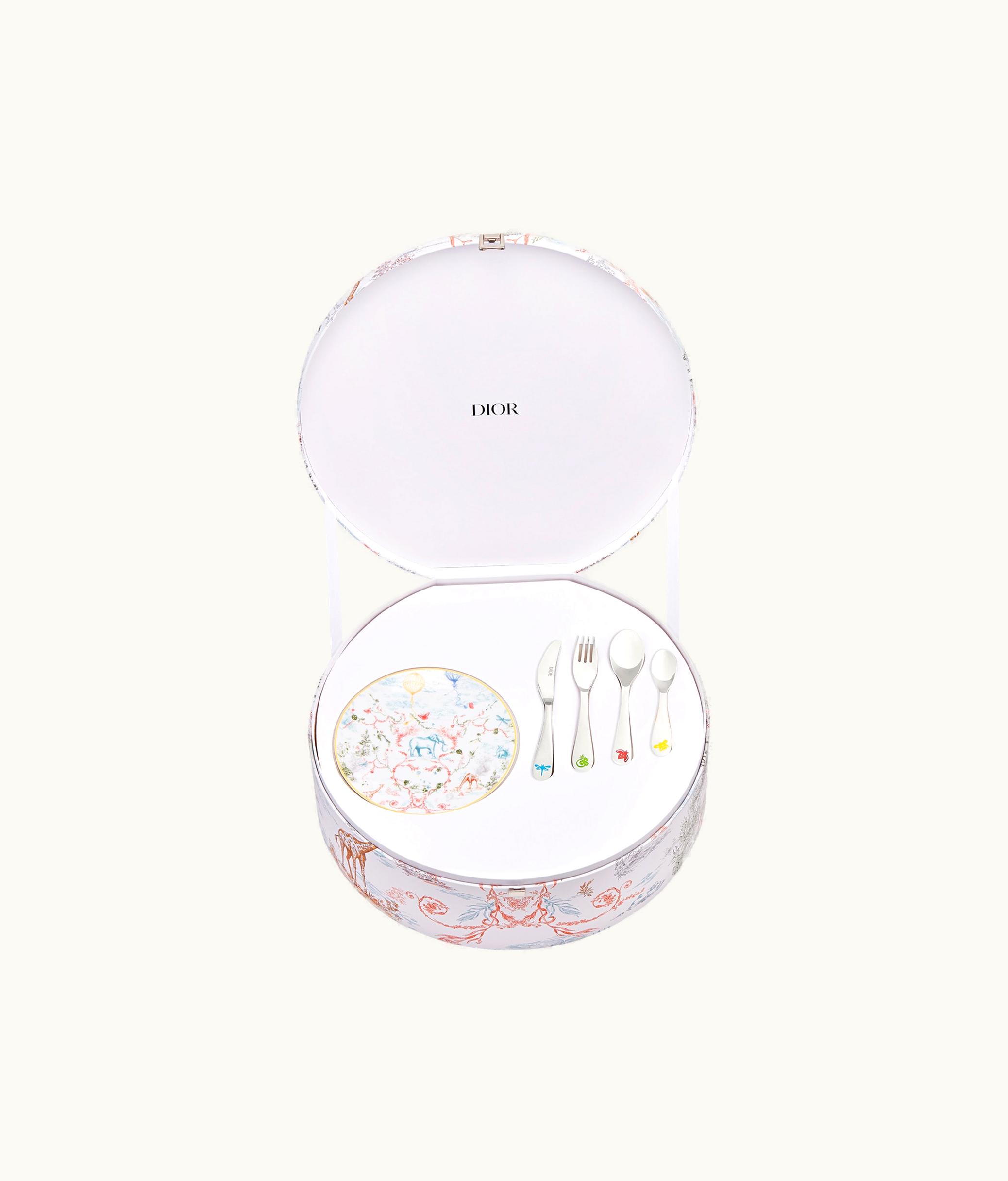 Dior Set Assiette Et 4 Couverts Toile De Jouy Enfant
