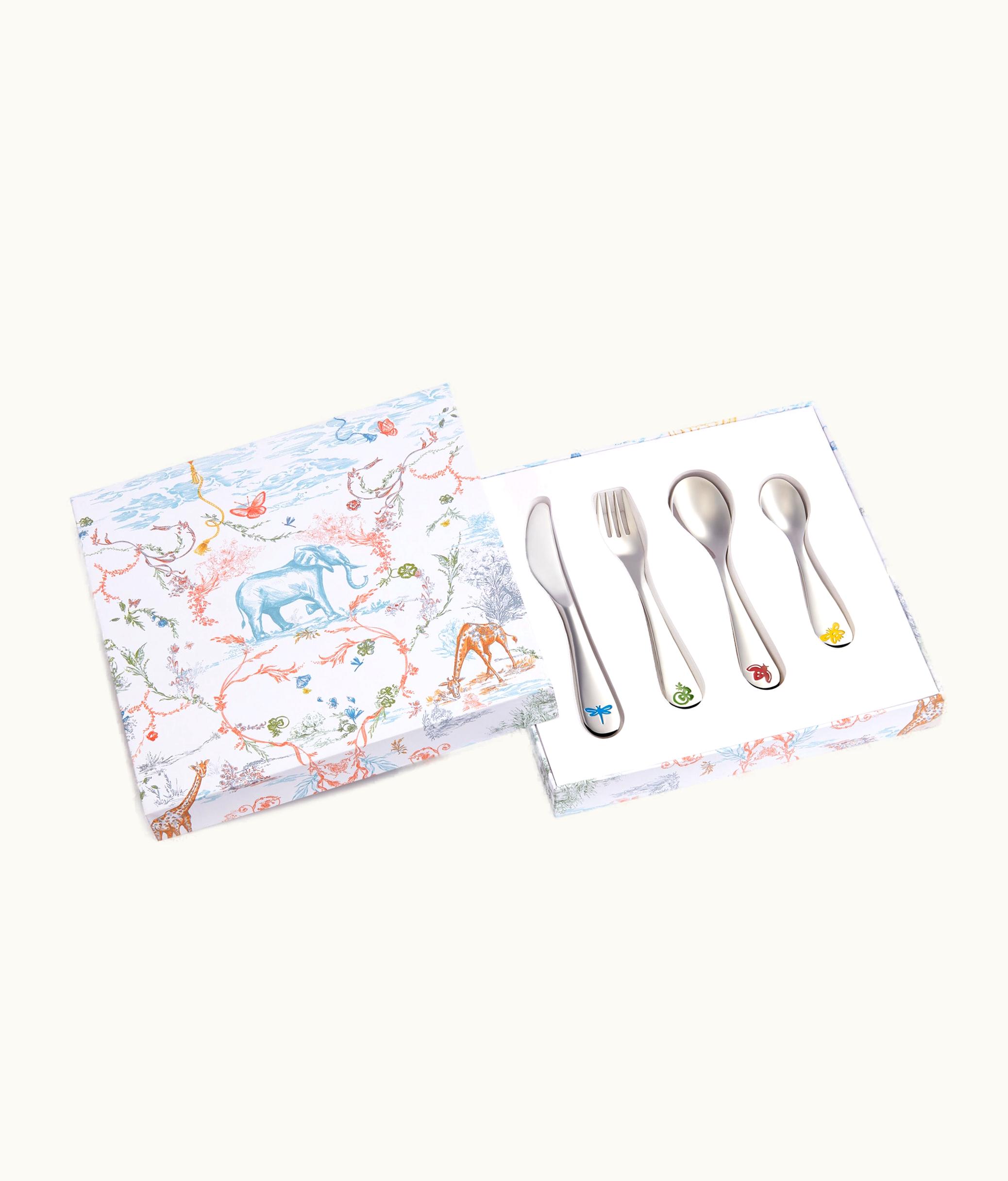 Dior Four-Piece Cutlery Set For Kids - Multicolor Toile De Jouy Kids