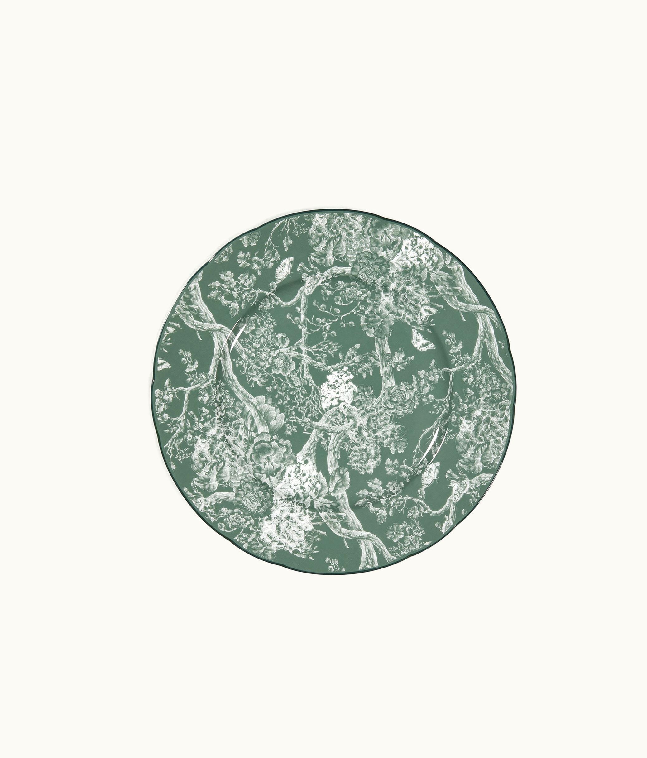 Dior Dessert Plate - Linden Green Toile De Jouy Hydrangea