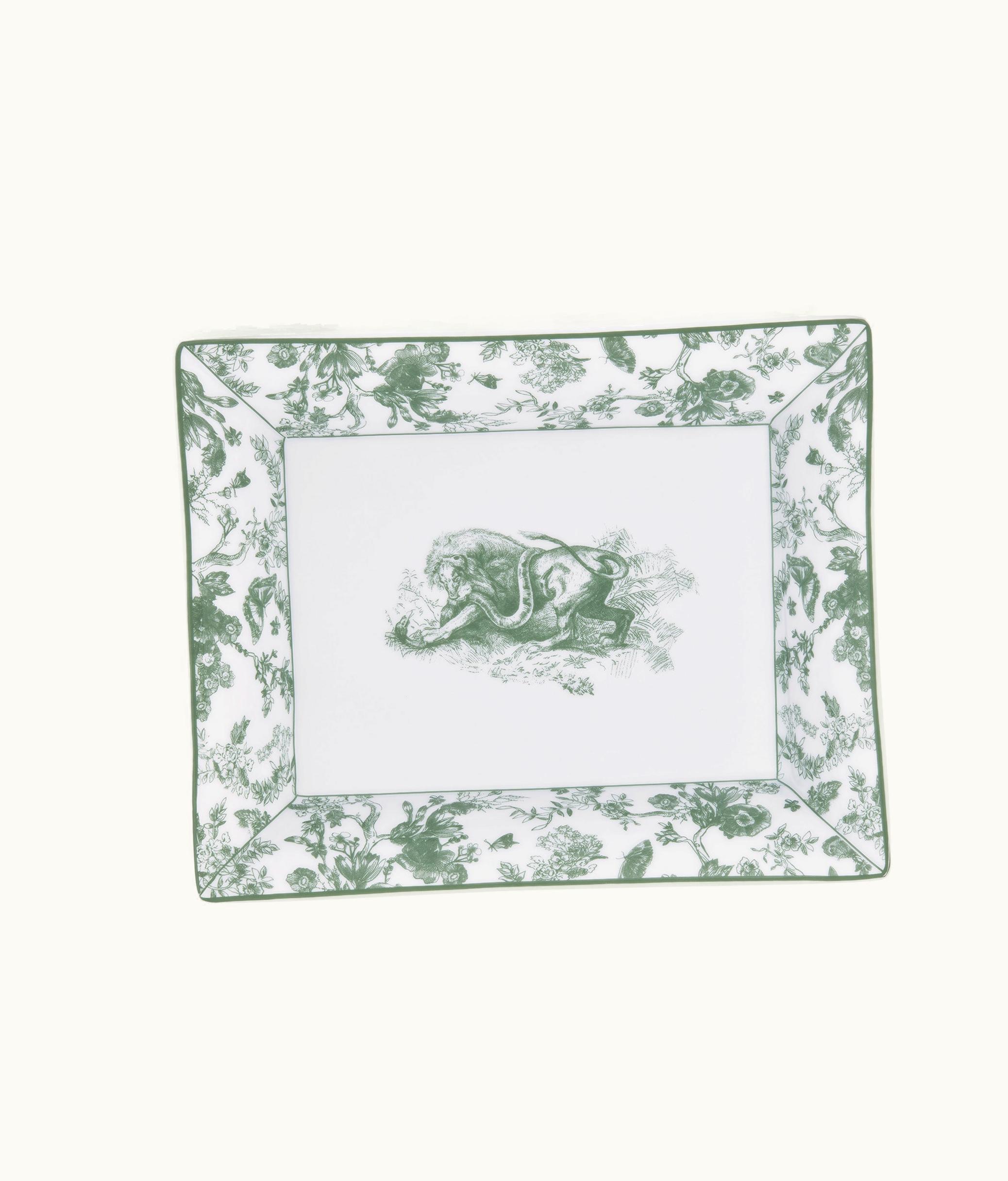 Dior Trinket Tray - Linden Green Toile De Jouy