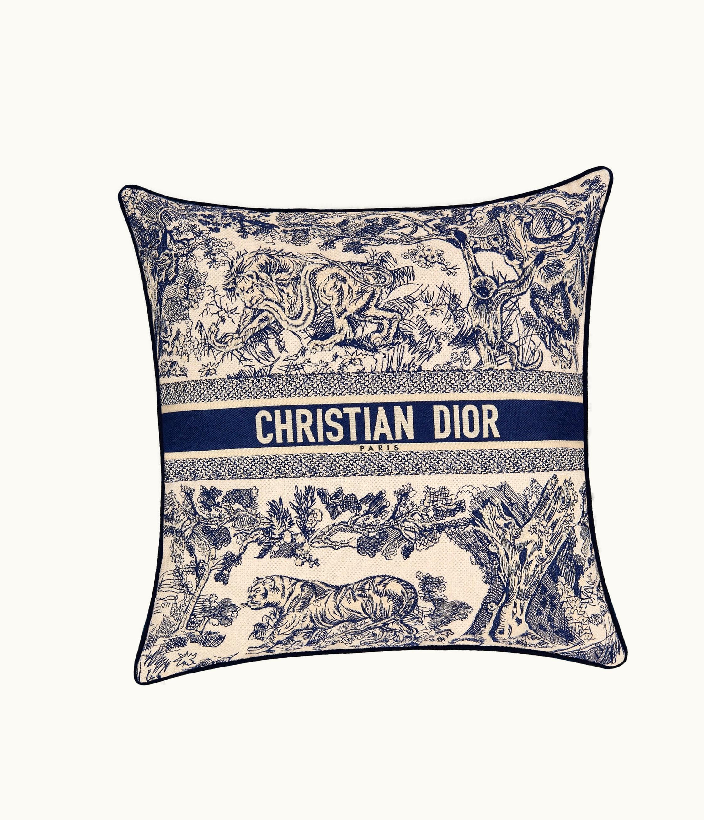 Dior Square Pillow - Blue Toile De Jouy