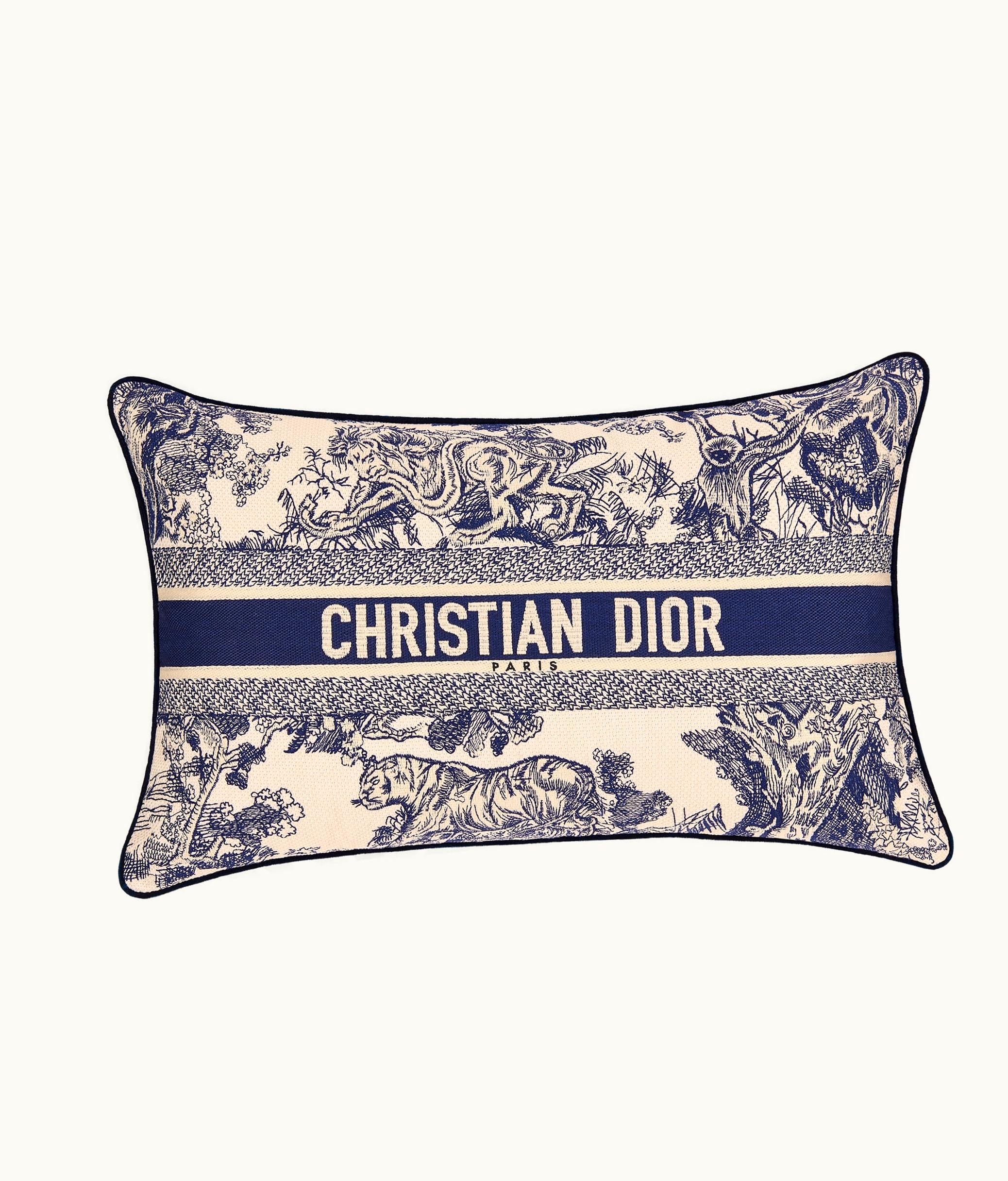 Dior Large Rectangular Pillow - Blue Toile De Jouy