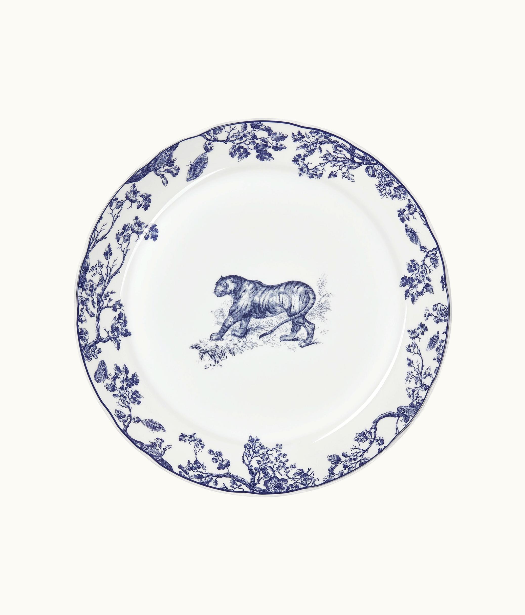 Dior Deep Round Platter - White And Blue Toile De Jouy