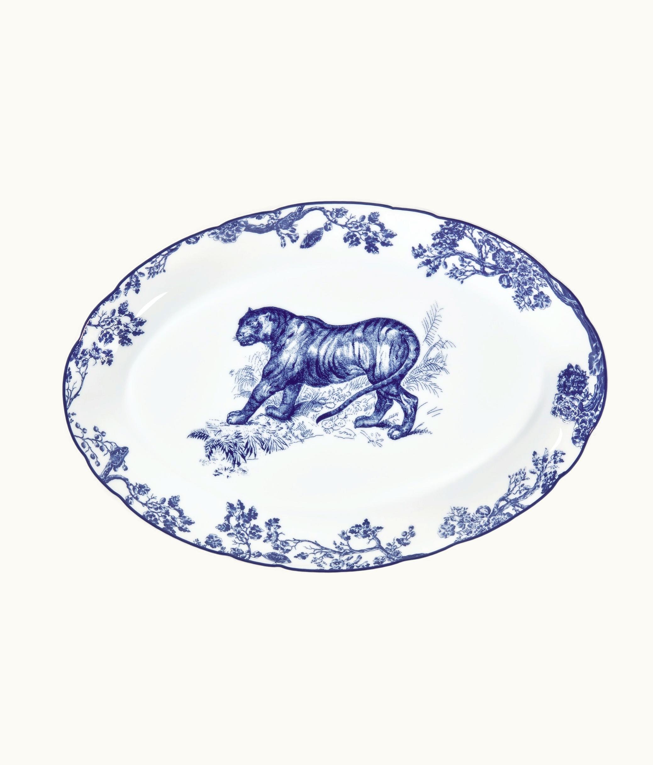 Dior Oval Platter - White And Blue Toile De Jouy